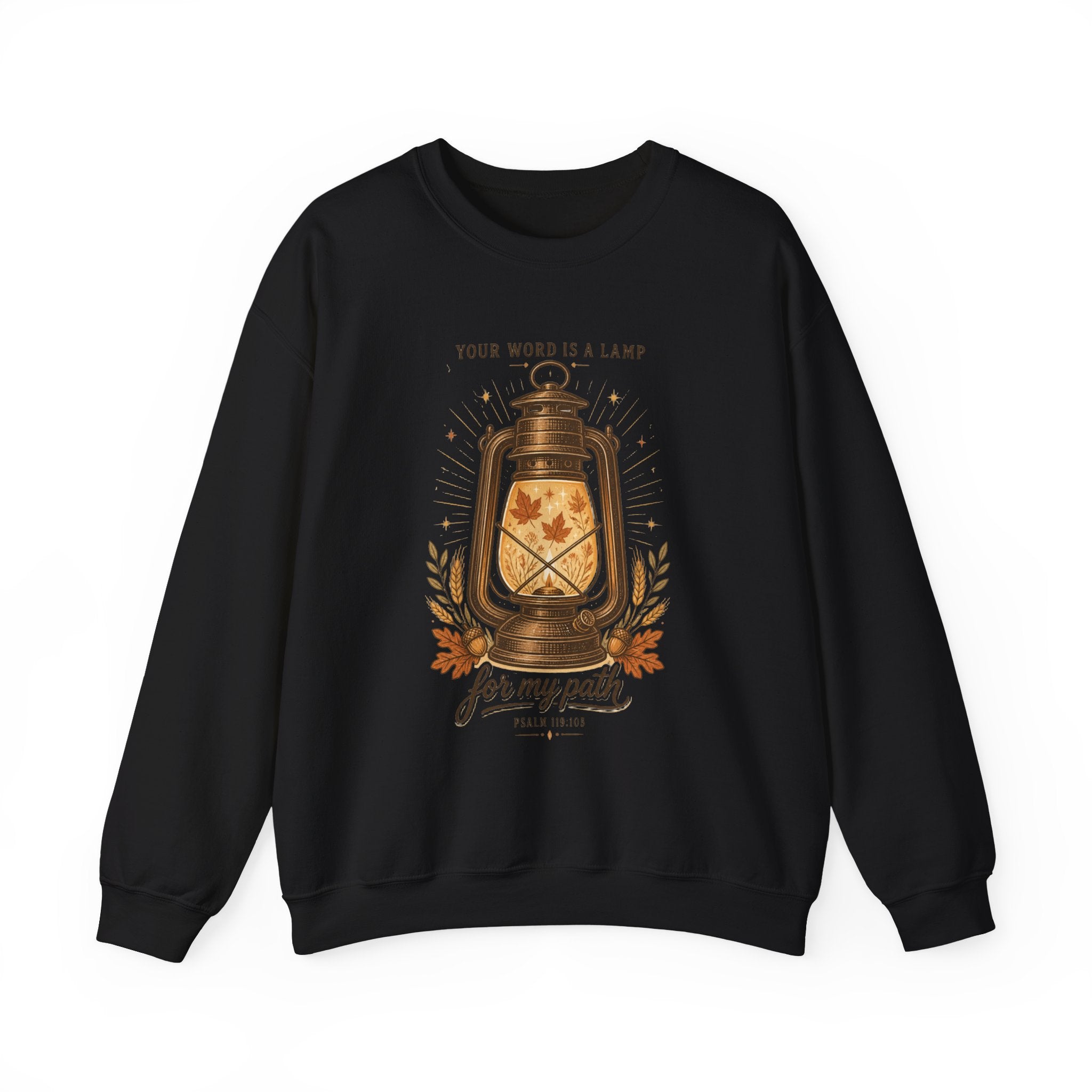 Your Word Is a Lamp Crewneck Sweatshirt | Christian Autumn, Fall Leaves