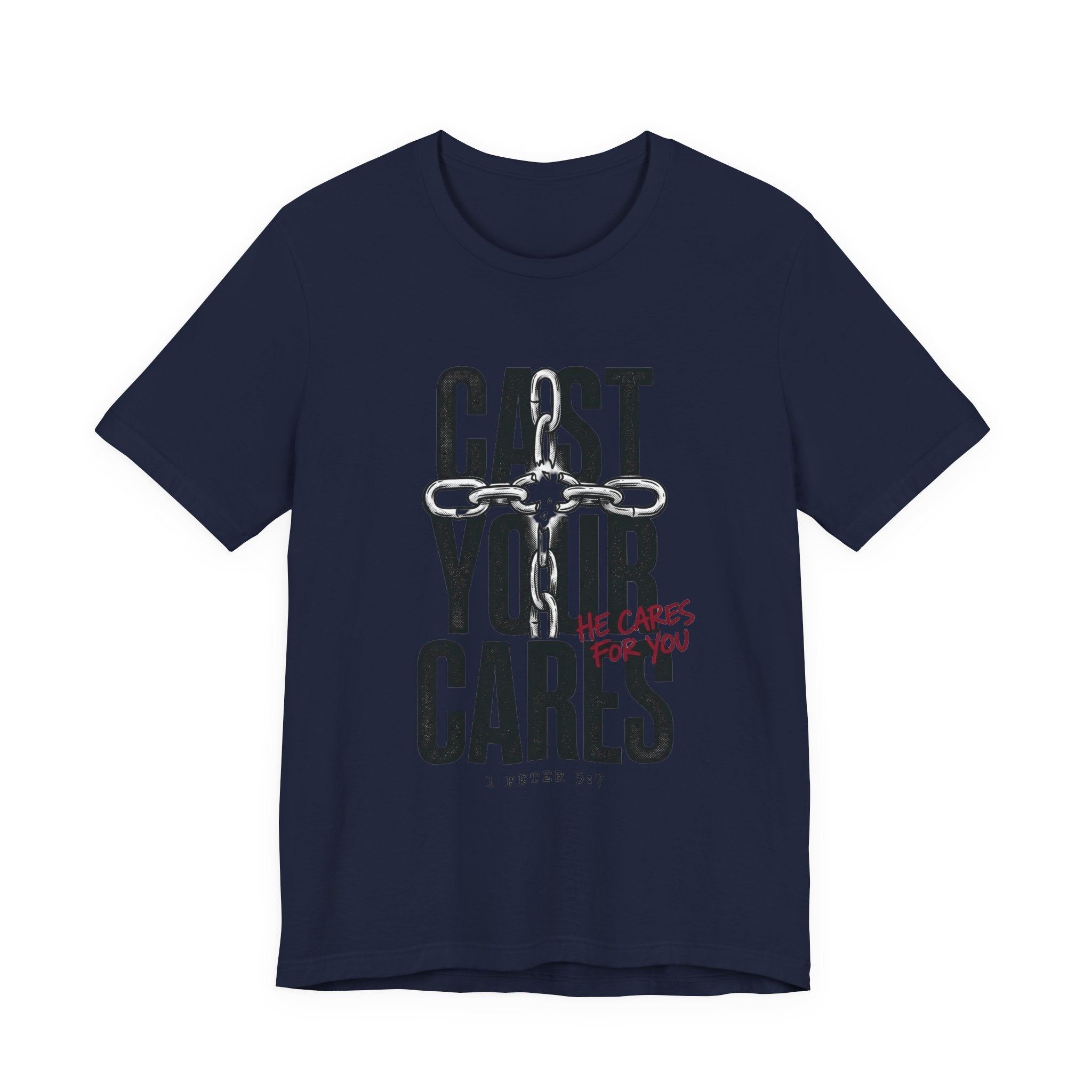 Cast Your Cares Tee | Christian streetwear, scripture cross graphic