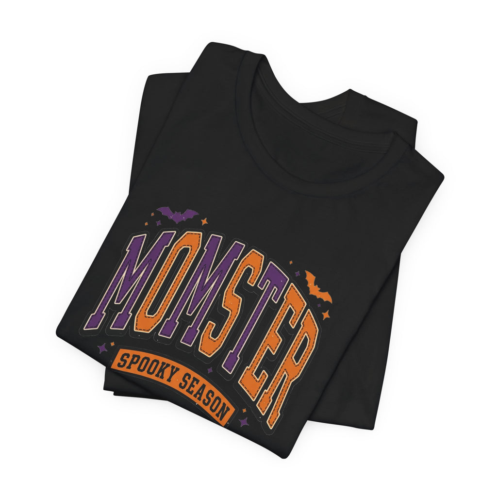 Momster Spooky Season Tee | Halloween Mom shirt, bats, purple & orange