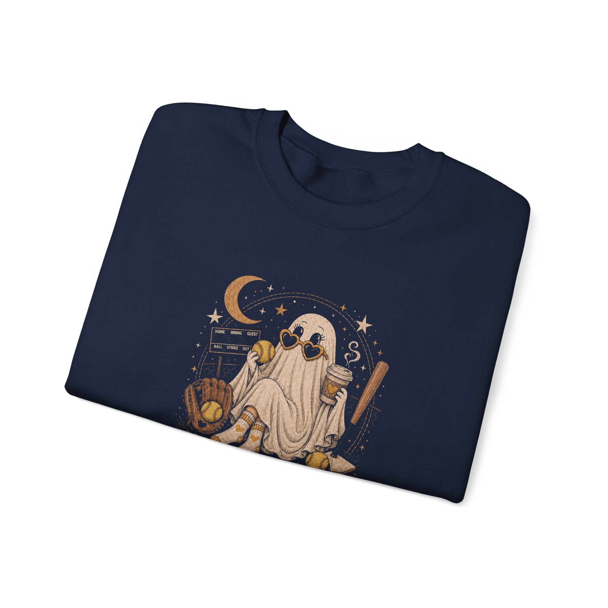 Fall Ball Ghost Sweatshirt — Cute Halloween Crewneck for Fall Baseball Fans