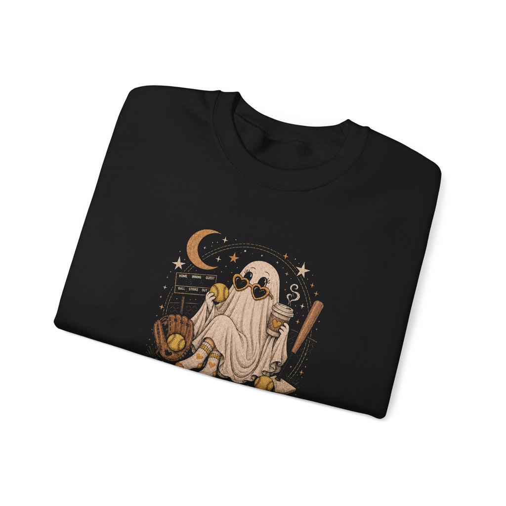 Fall Ball Ghost Sweatshirt — Cute Halloween Crewneck for Fall Baseball Fans