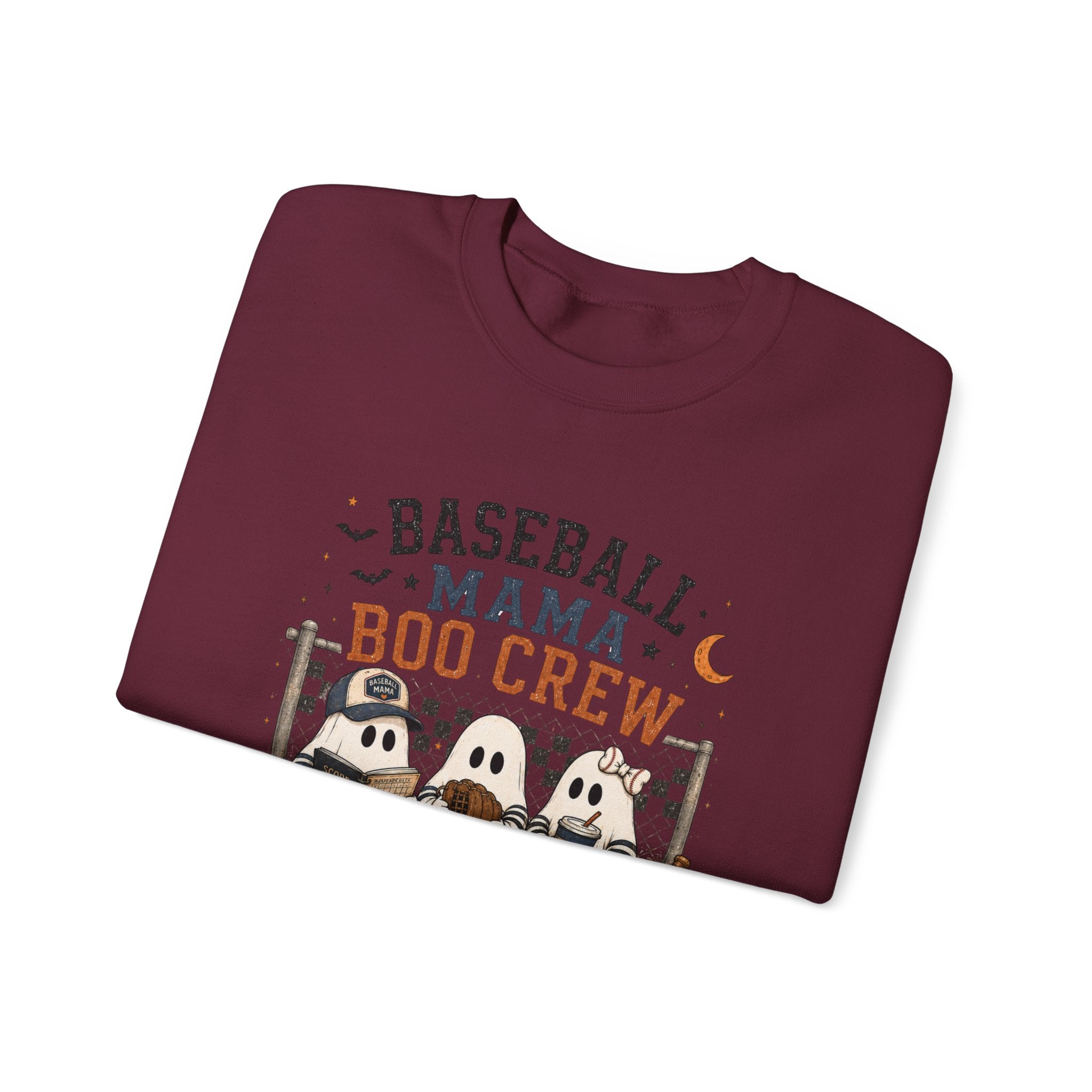 Baseball Mama Boo Crew Sweatshirt — Halloween Baseball Mom Pullover