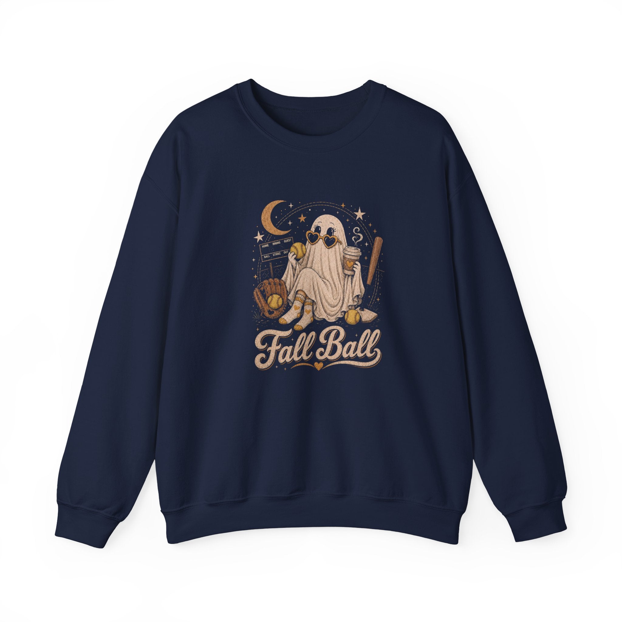 Fall Ball Ghost Sweatshirt — Cute Halloween Crewneck for Fall Baseball Fans