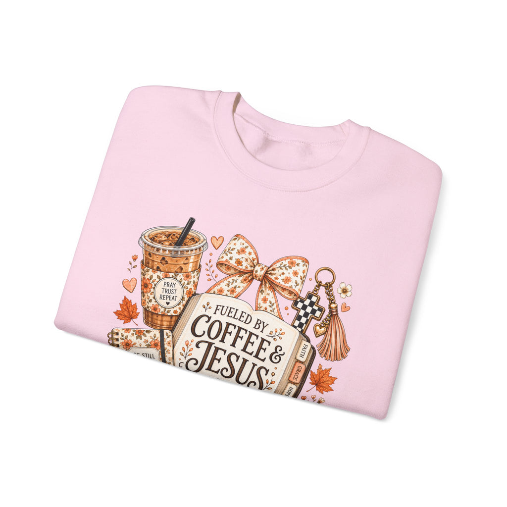 Christian Coffee Sweatshirt — "Fueled by Coffee & Jesus" Crewneck