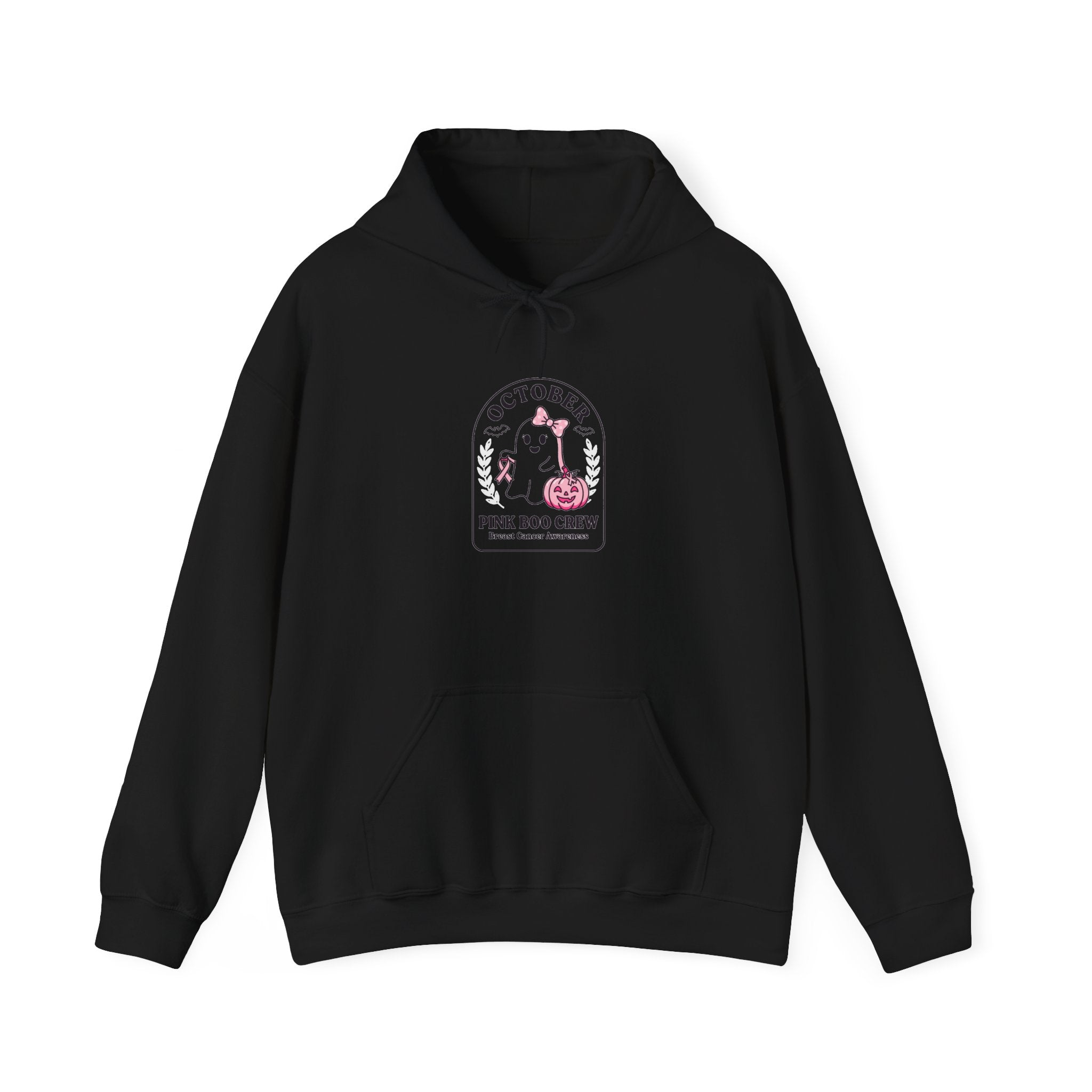 October Pink Dog Crew Hoodie | Breast Cancer Awareness Ribbon, Support Tee