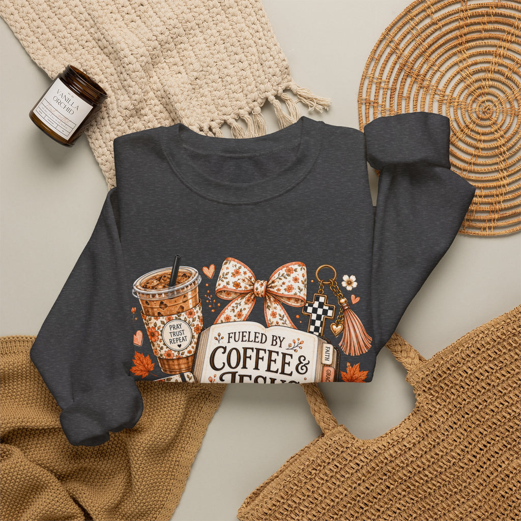 Christian Coffee Sweatshirt — "Fueled by Coffee & Jesus" Crewneck