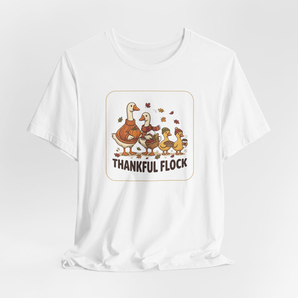 Thankful Flock Tee | Thanksgiving Harvest, Cute Turkey Family, Fall Leaves