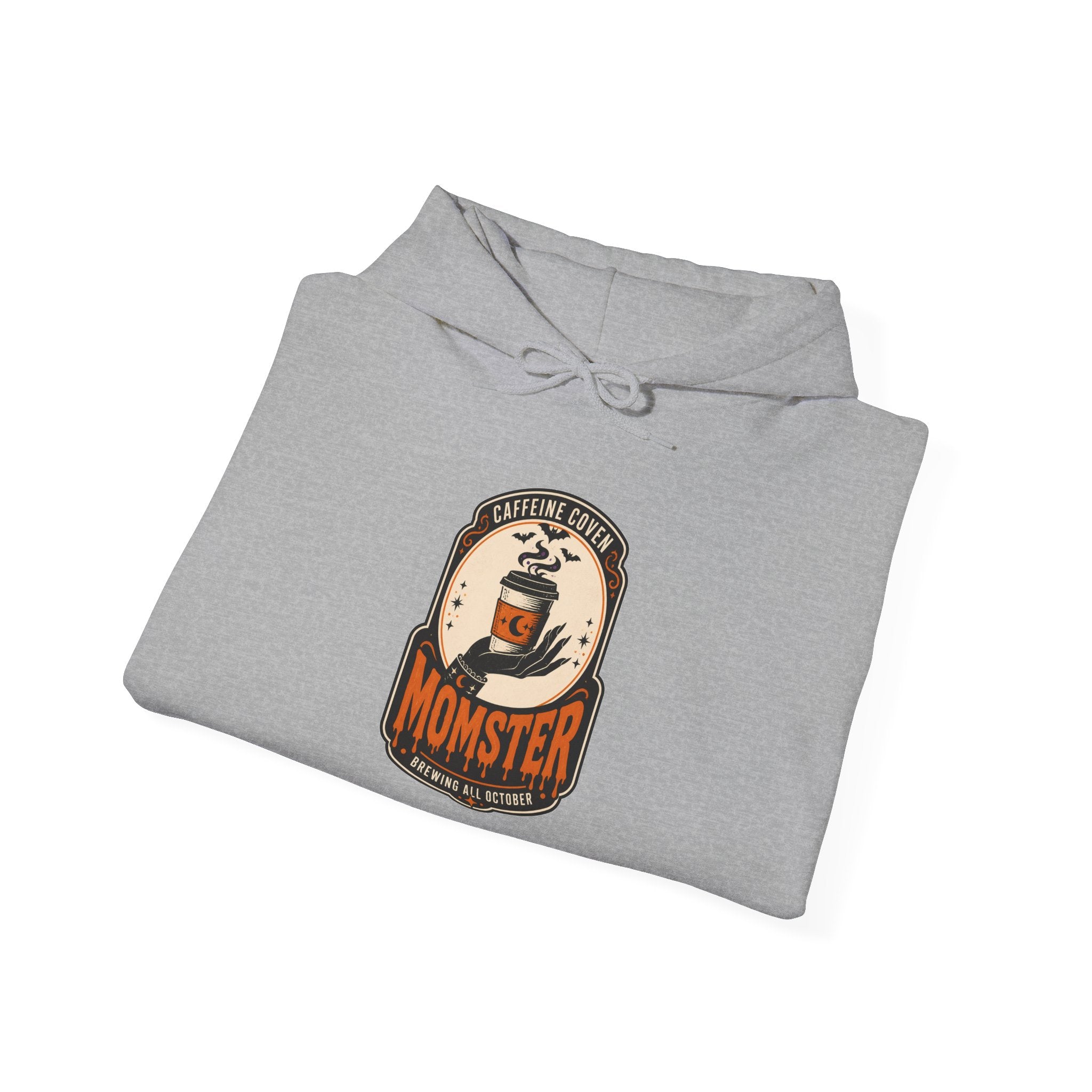 Momster Vampire Logo Hoodie | Halloween mom graphic, bats, distressed lettering