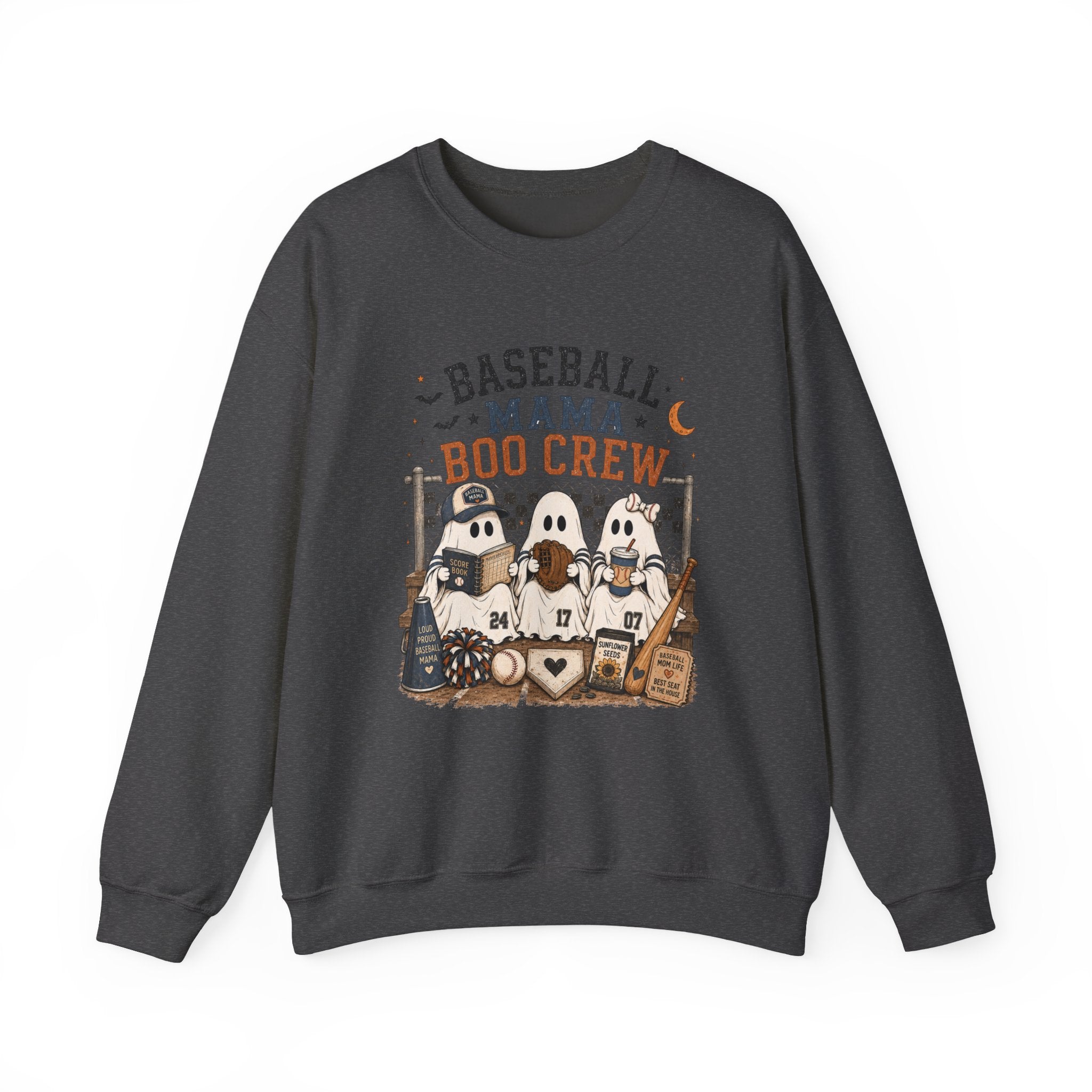 Baseball Mama Boo Crew Sweatshirt — Halloween Baseball Mom Pullover