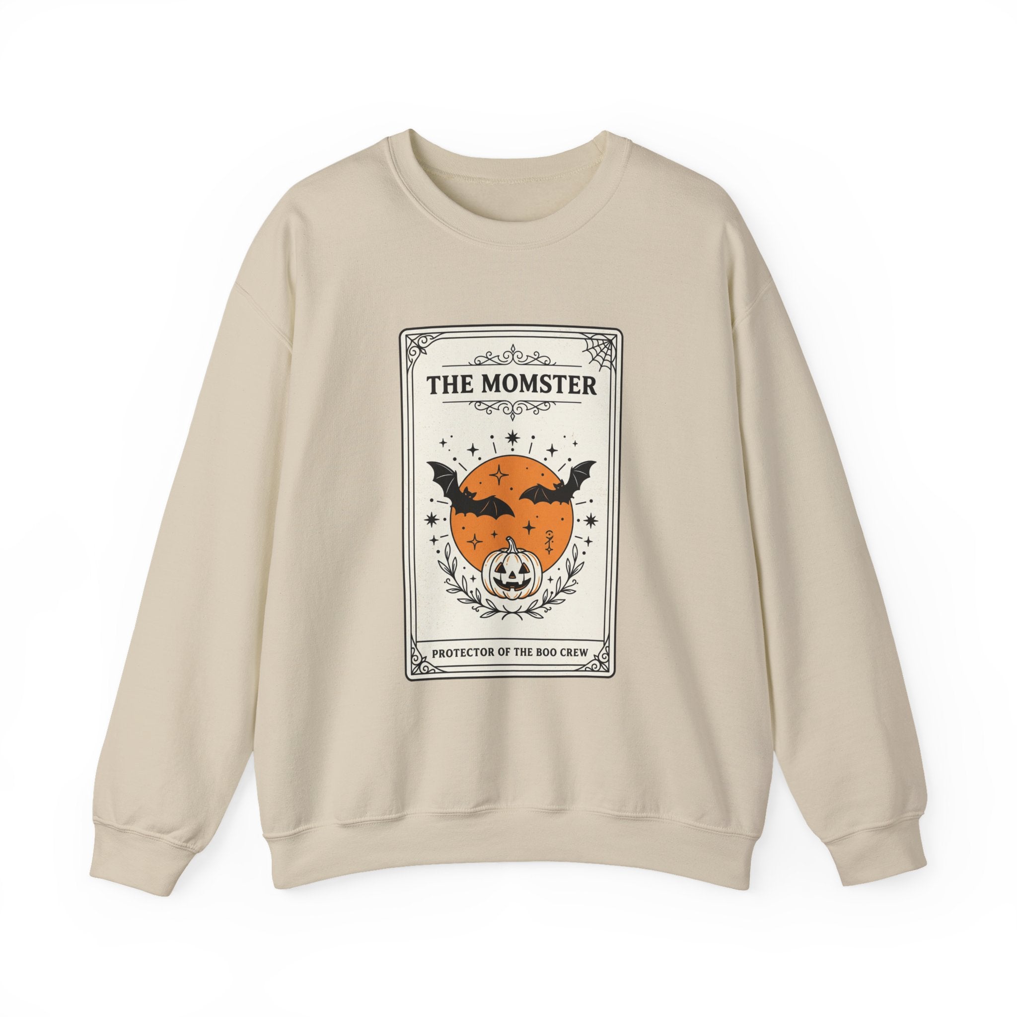 Momster Halloween Crewneck Sweatshirt | Bat Pumpkin Retro Spooky Graphic