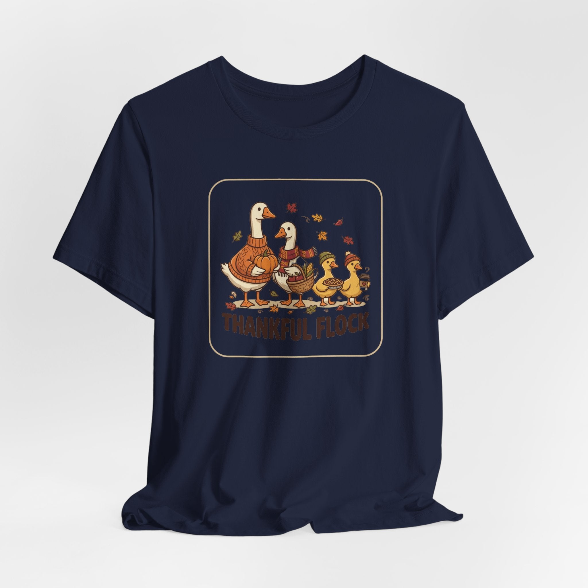 Thankful Flock Tee | Thanksgiving Harvest, Cute Turkey Family, Fall Leaves