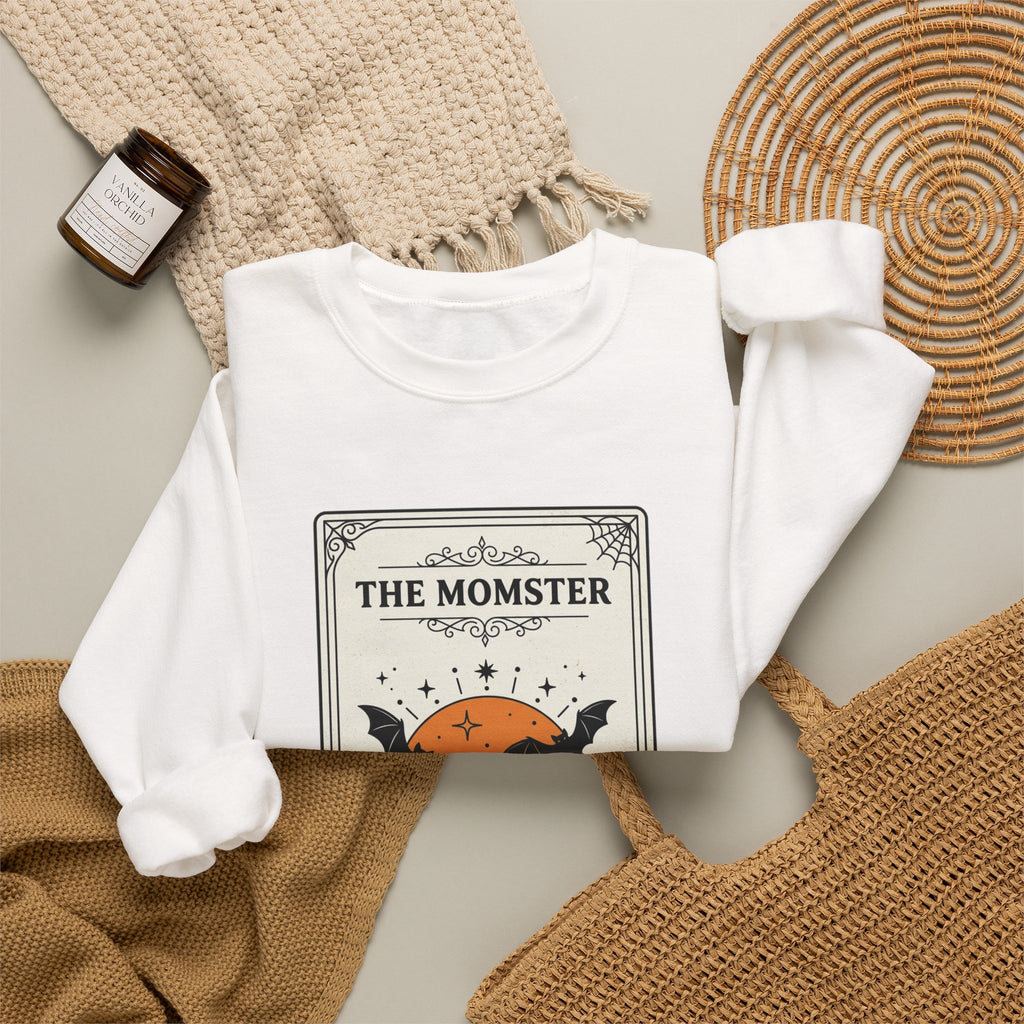 Momster Halloween Crewneck Sweatshirt | Bat Pumpkin Retro Spooky Graphic
