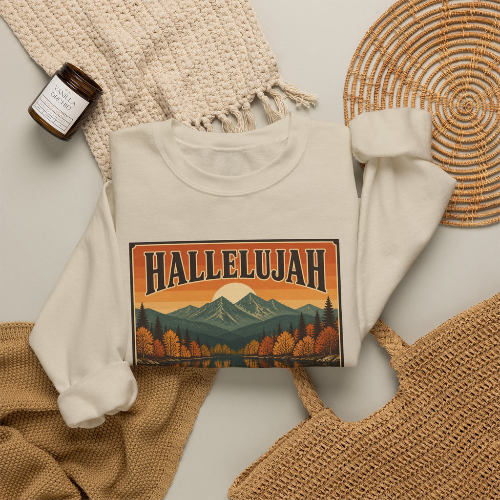 Hallelujah Mountain Harvest Crewneck Sweatshirt | Christian Autumn, Fall Leaves