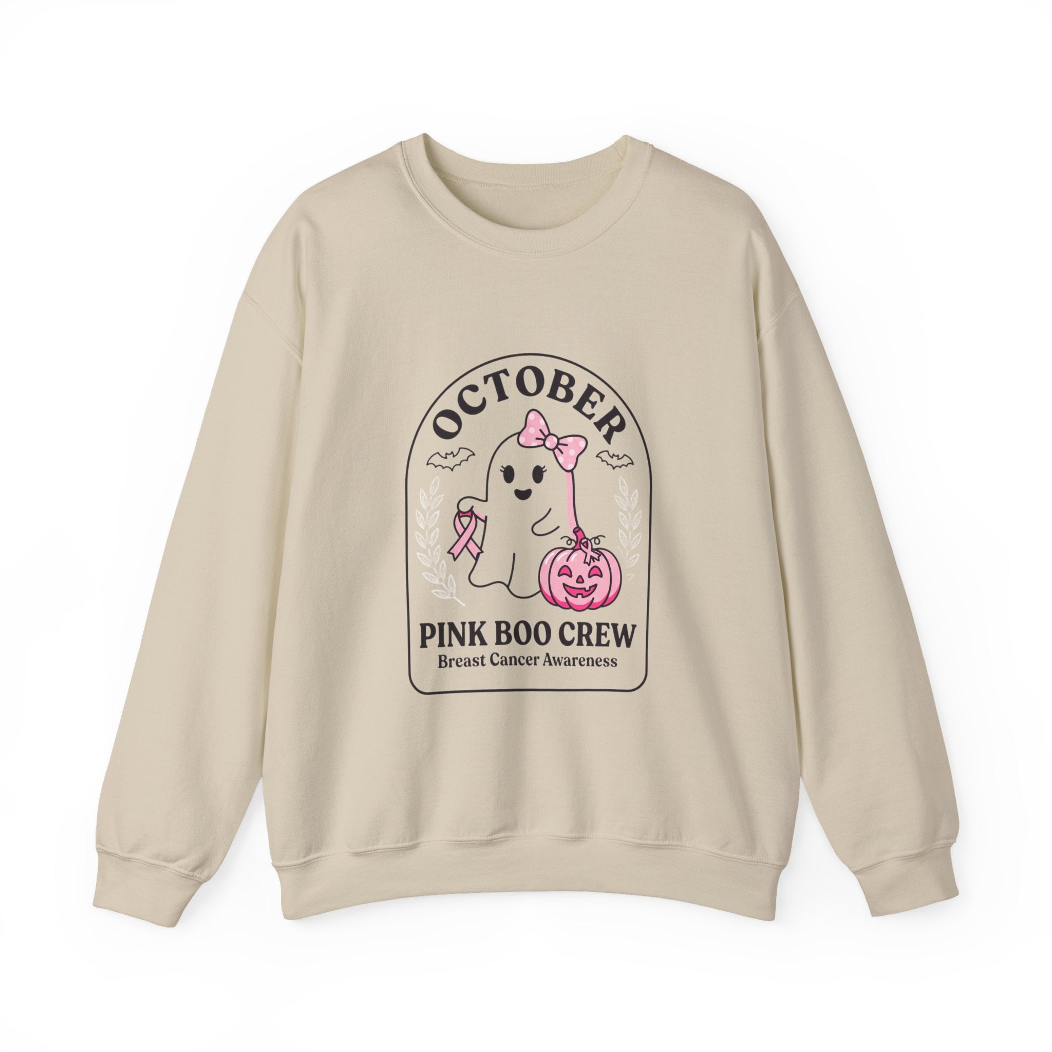 Pink Boo Crew Breast Cancer Awareness Sweatshirt | October ribbon, survivor support