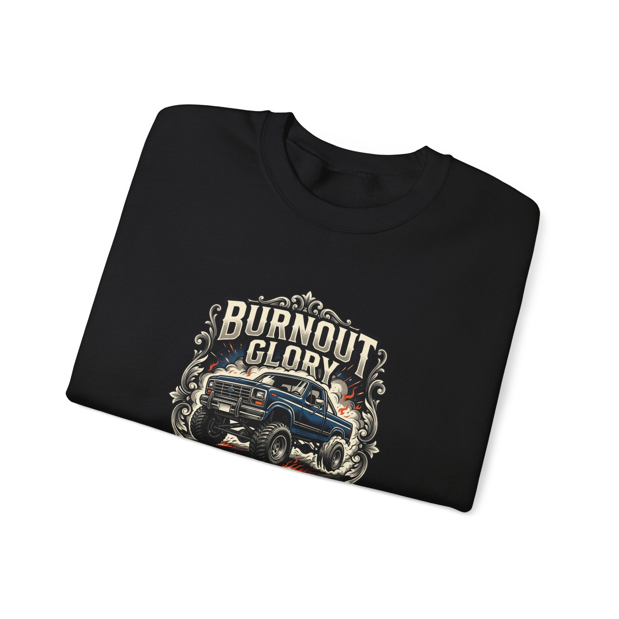 Burnout Glory Nightmare Racing Crewneck Sweatshirt – Vintage Truck Motorsports Design