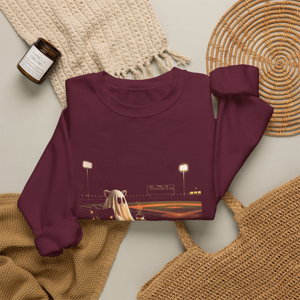Halloween Ghost Recliner Sweatshirt - "Yeah, I’m Still Here" Cozy Crewneck