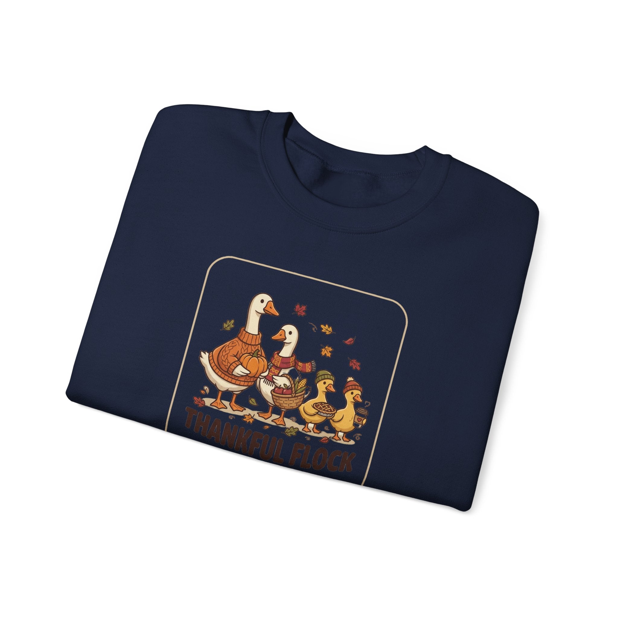 Thankful Flock Crewneck Sweatshirt | Thanksgiving Turkey, Fall Foliage