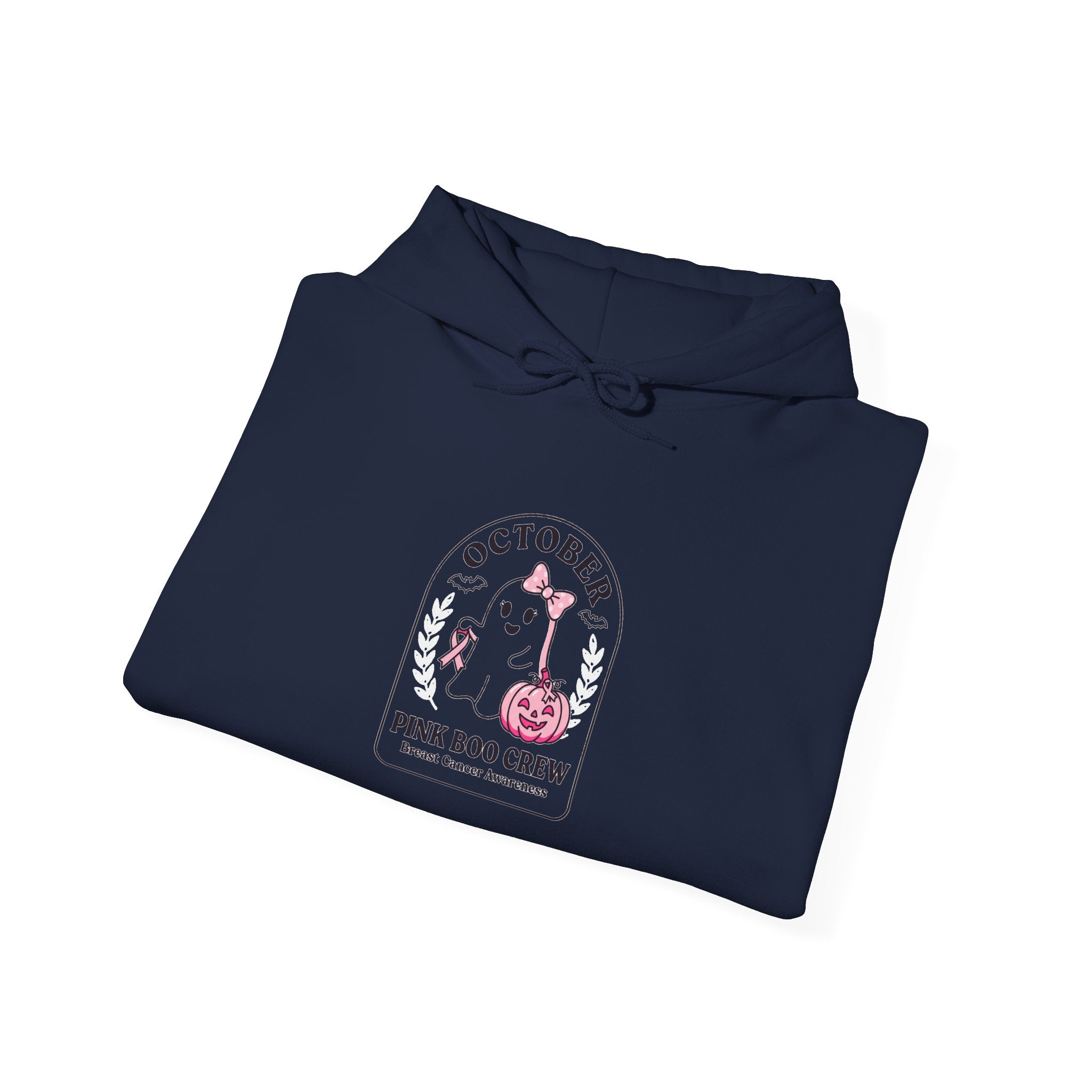 October Pink Dog Crew Hoodie | Breast Cancer Awareness Ribbon, Support Tee