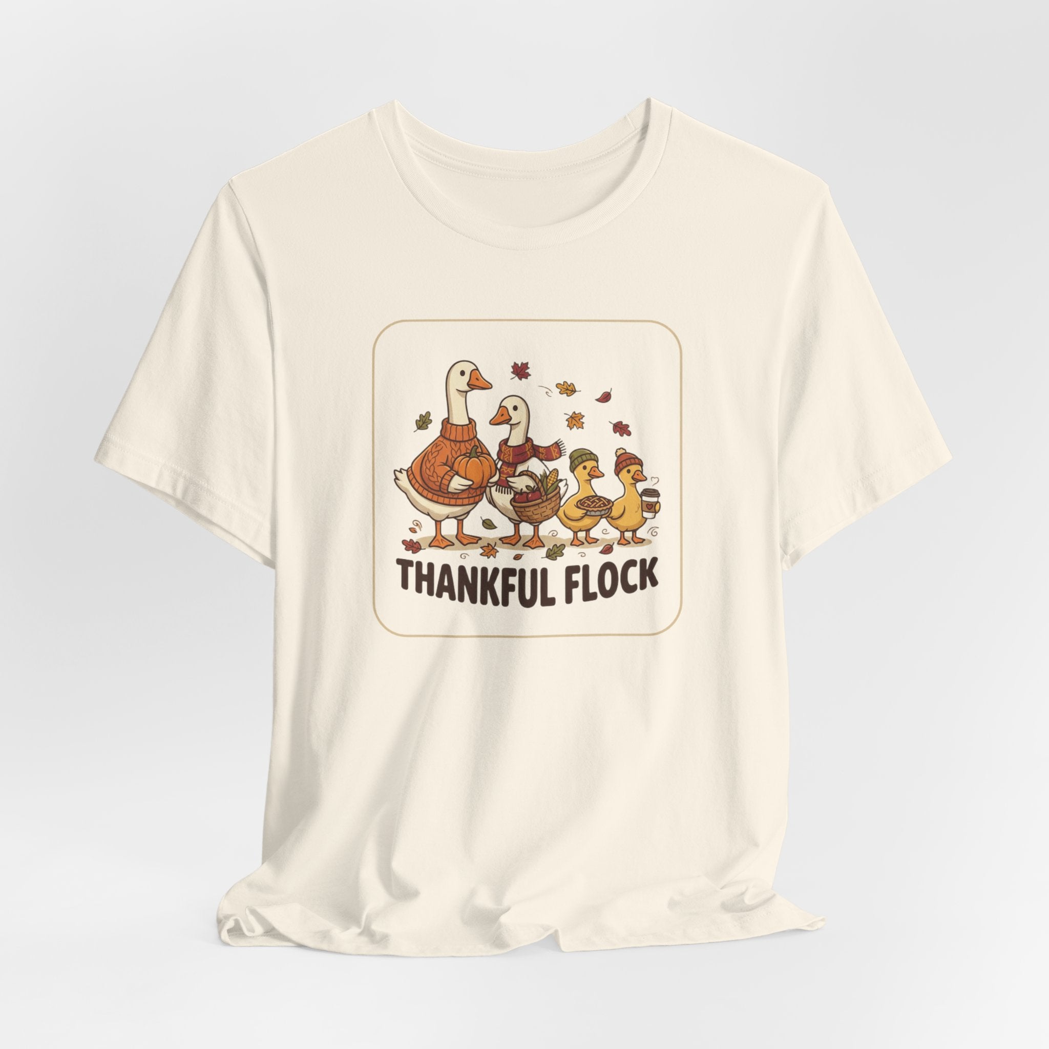 Thankful Flock Tee | Thanksgiving Harvest, Cute Turkey Family, Fall Leaves