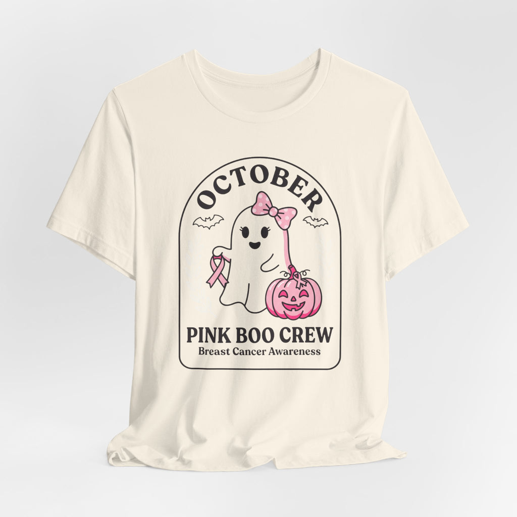 Pink Boo Crew Tee | Breast Cancer Awareness Ribbon, October Halloween Support
