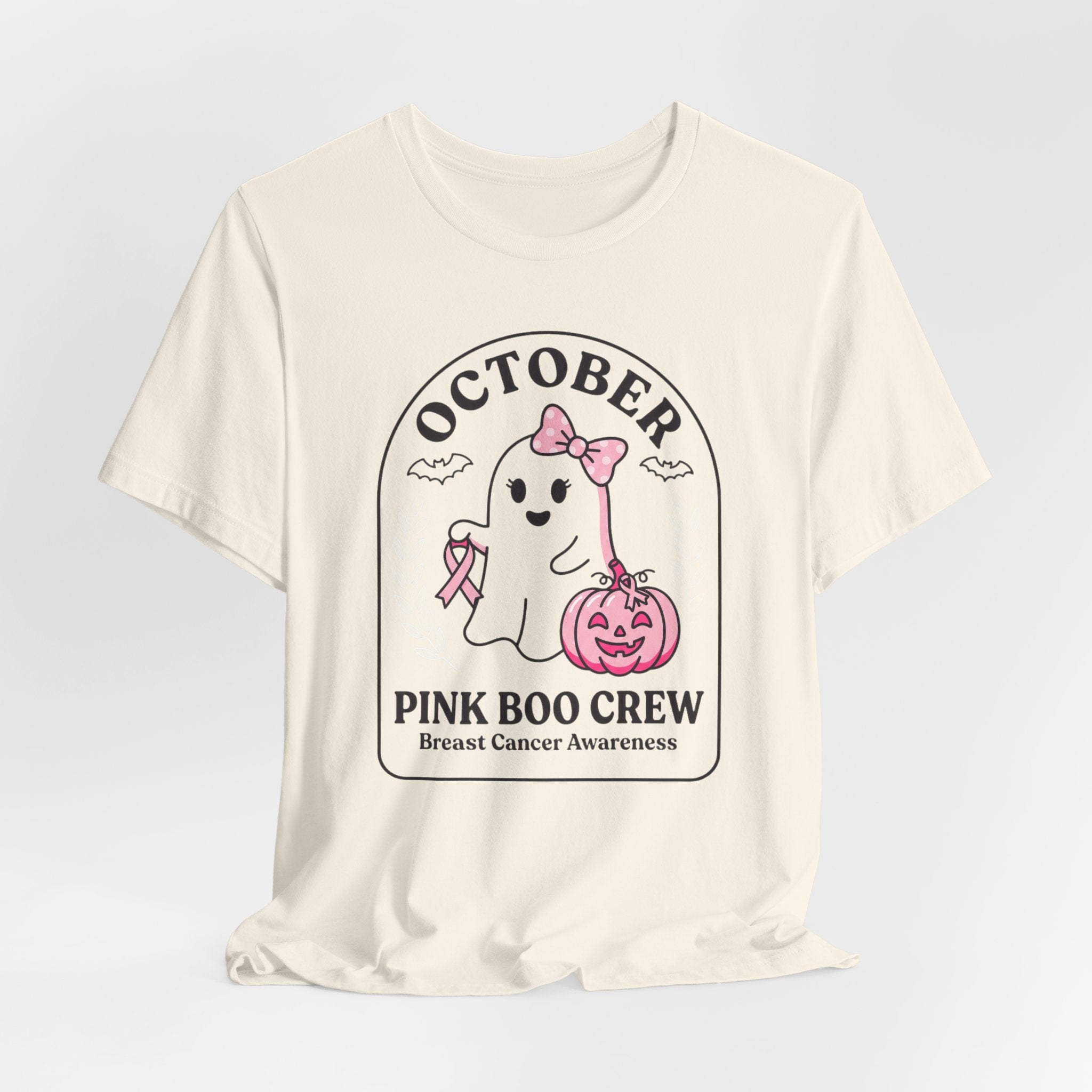 Pink Boo Crew Tee | Breast Cancer Awareness Ribbon, October Halloween Support
