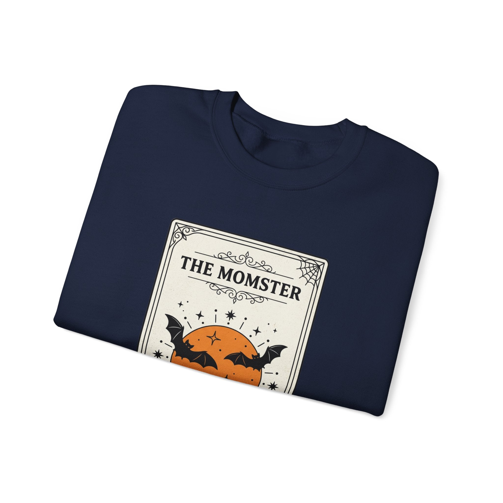 Momster Halloween Crewneck Sweatshirt | Bat Pumpkin Retro Spooky Graphic