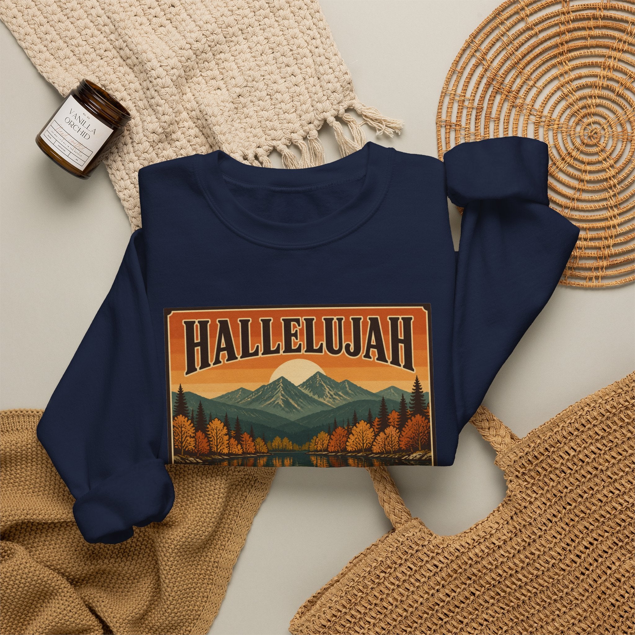 Hallelujah Mountain Harvest Crewneck Sweatshirt | Christian Autumn, Fall Leaves