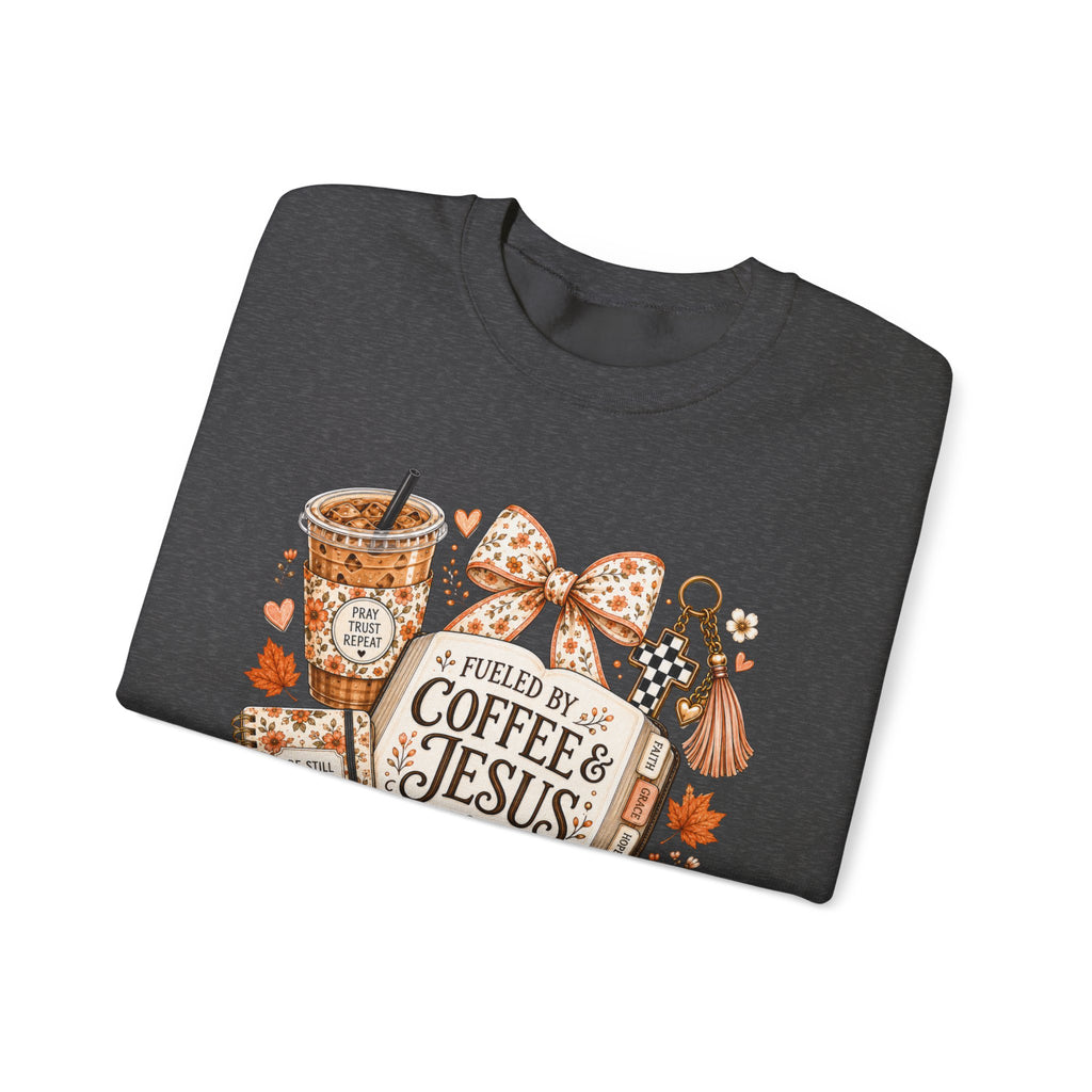 Christian Coffee Sweatshirt — "Fueled by Coffee & Jesus" Crewneck