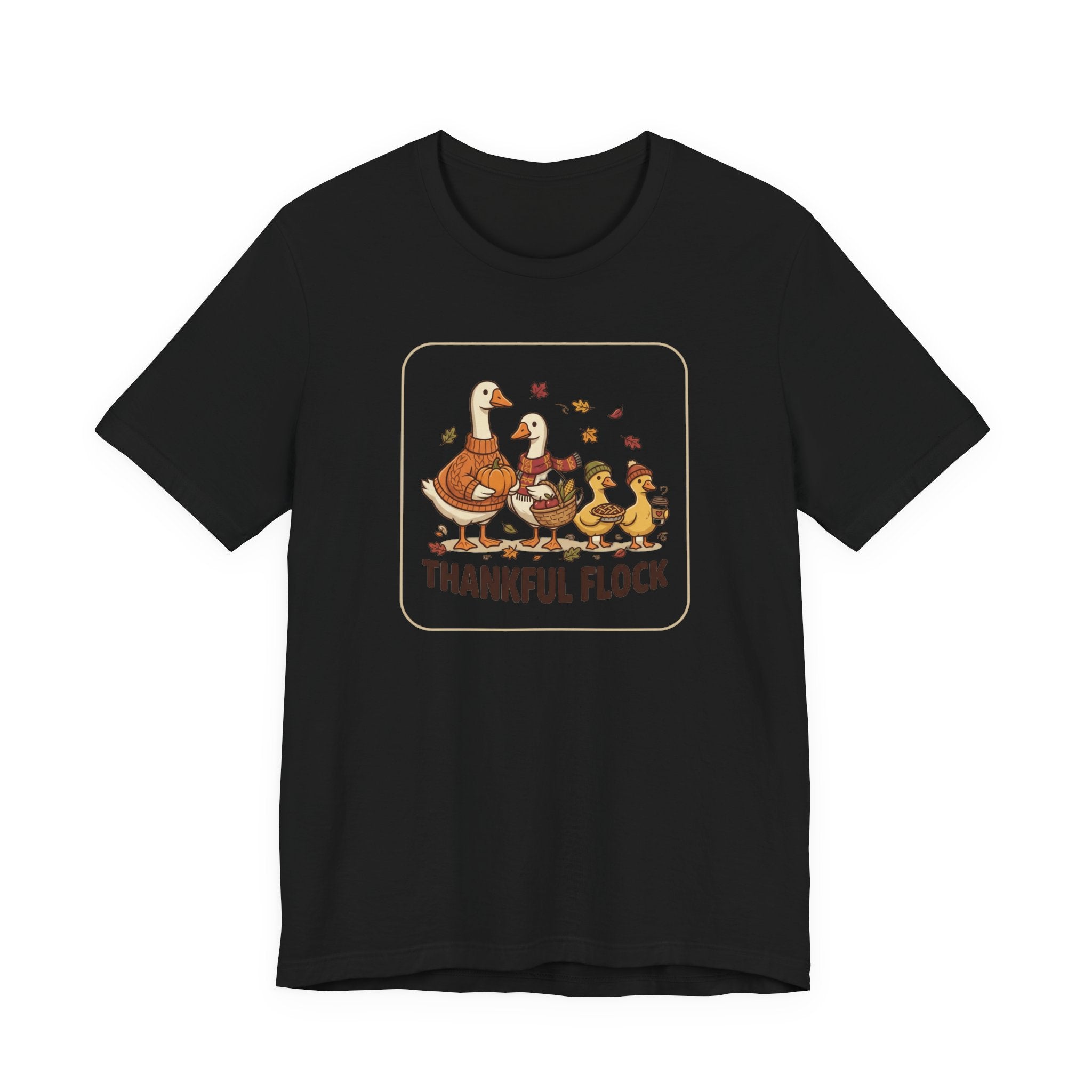 Thankful Flock Tee | Thanksgiving Harvest, Cute Turkey Family, Fall Leaves