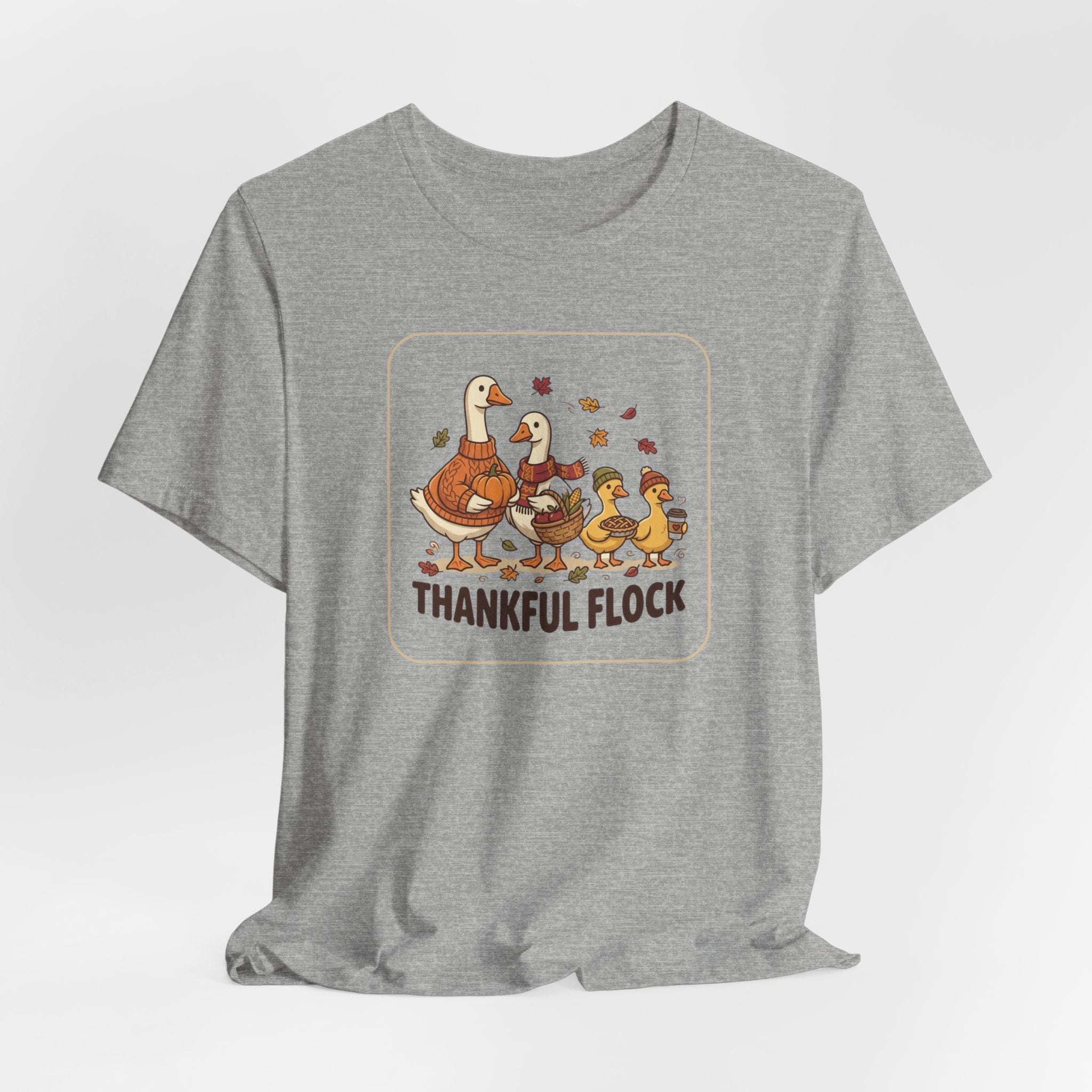 Thankful Flock Tee | Thanksgiving Harvest, Cute Turkey Family, Fall Leaves