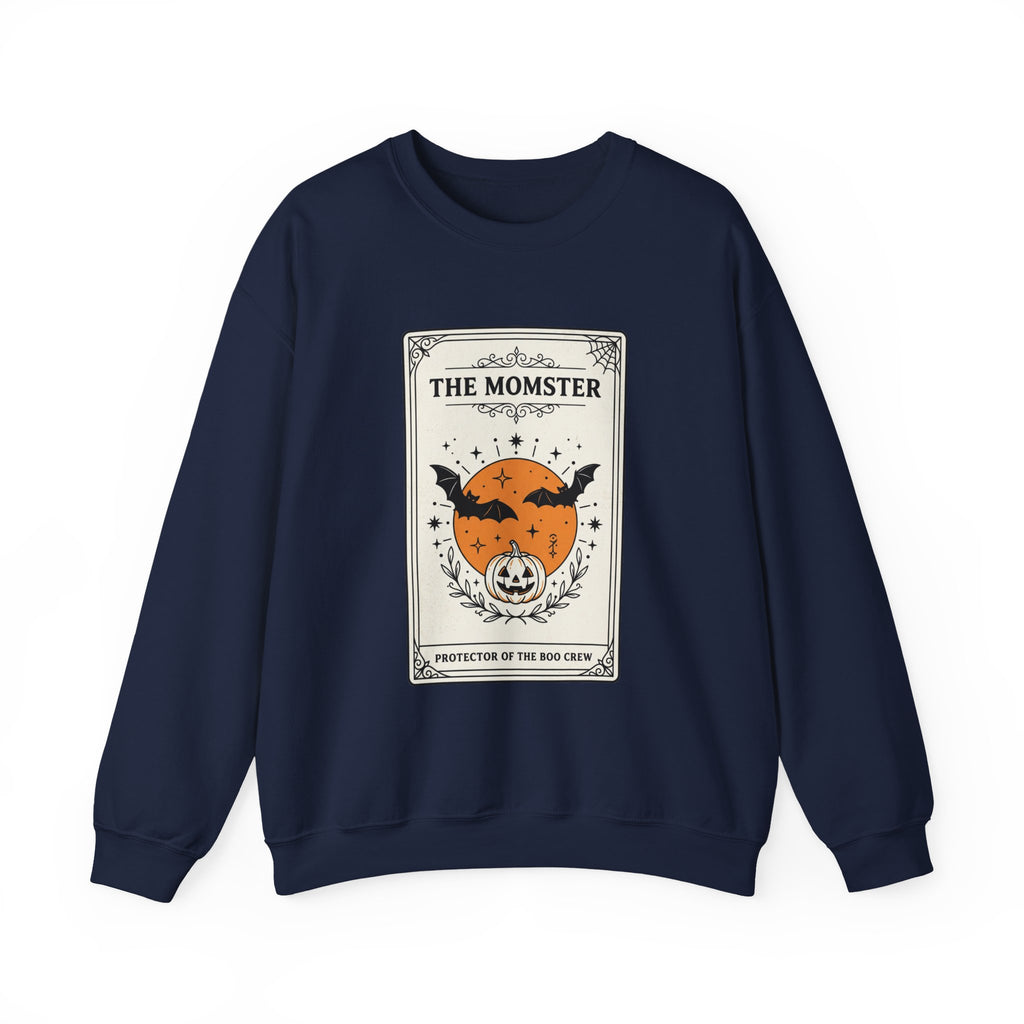 Momster Halloween Crewneck Sweatshirt | Bat Pumpkin Retro Spooky Graphic