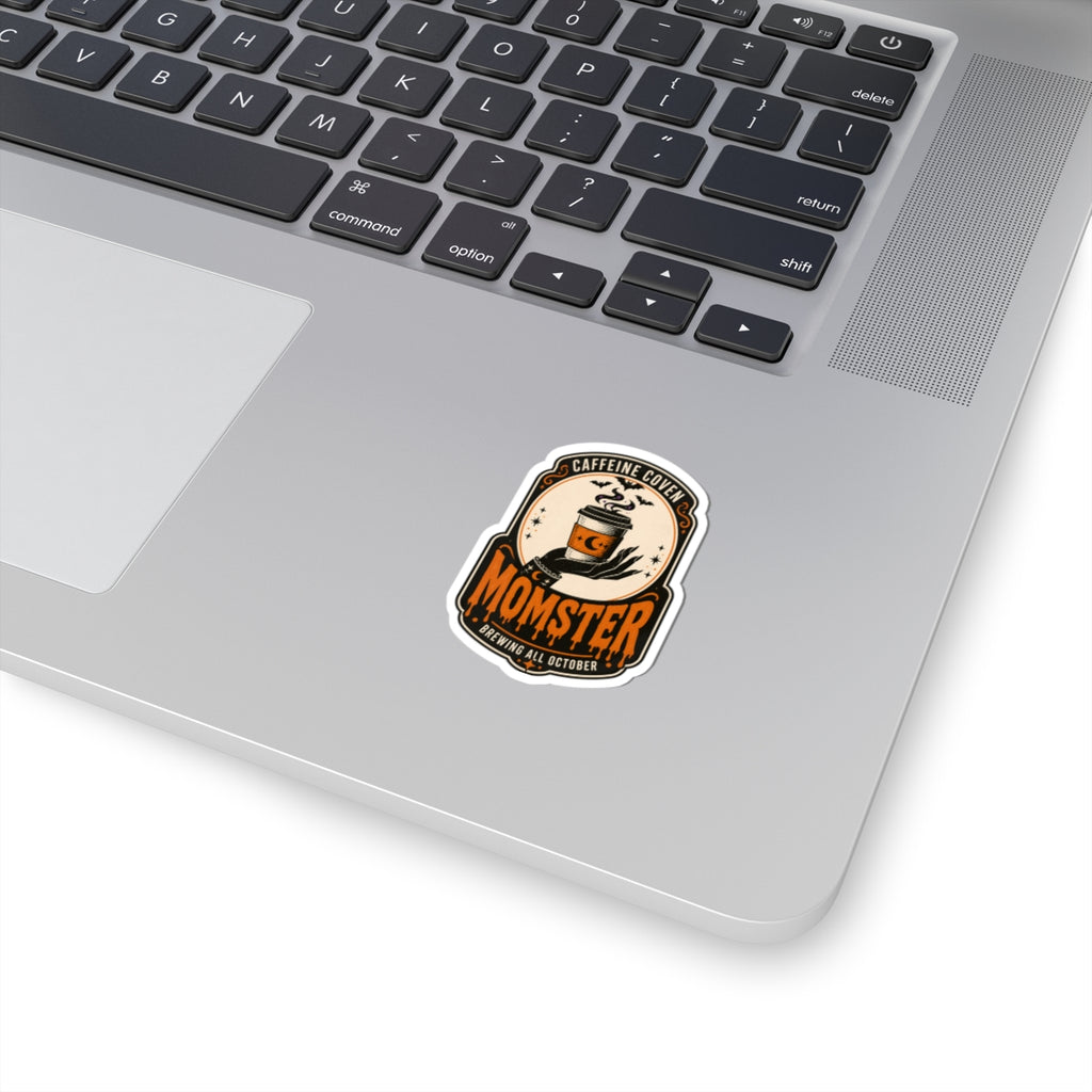 Momster Halloween Coffee Sticker | spooky mom, orange purple gothic