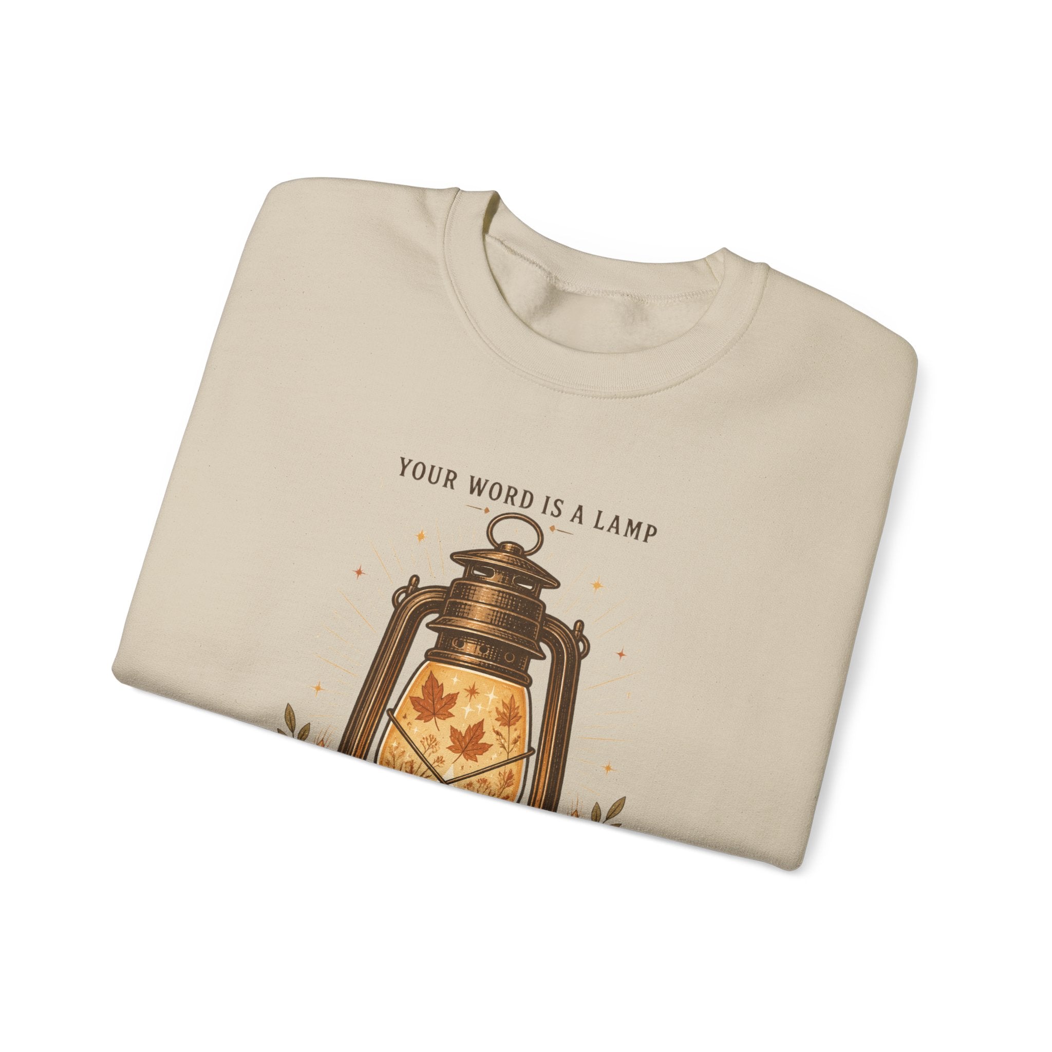 Your Word Is a Lamp Crewneck Sweatshirt | Christian Autumn, Fall Leaves