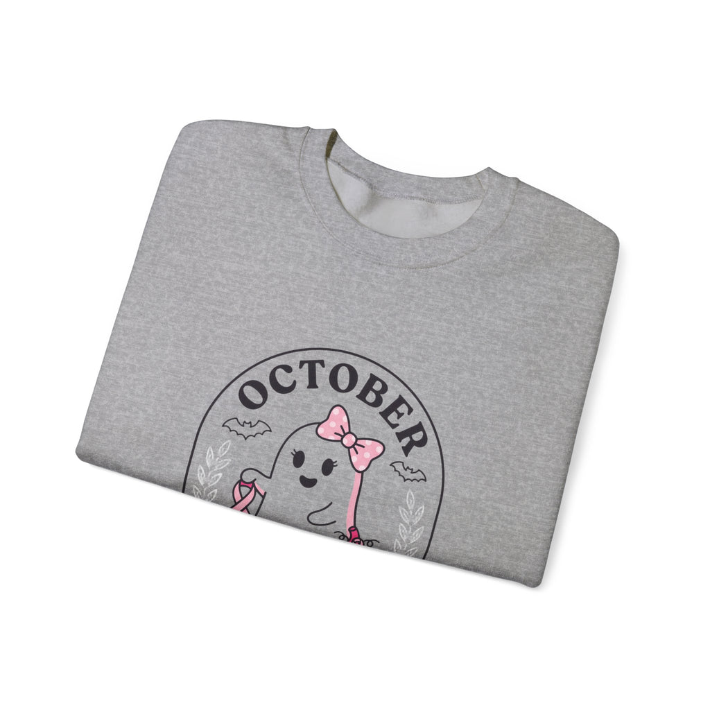 Pink Boo Crew Breast Cancer Awareness Sweatshirt | October ribbon, survivor support