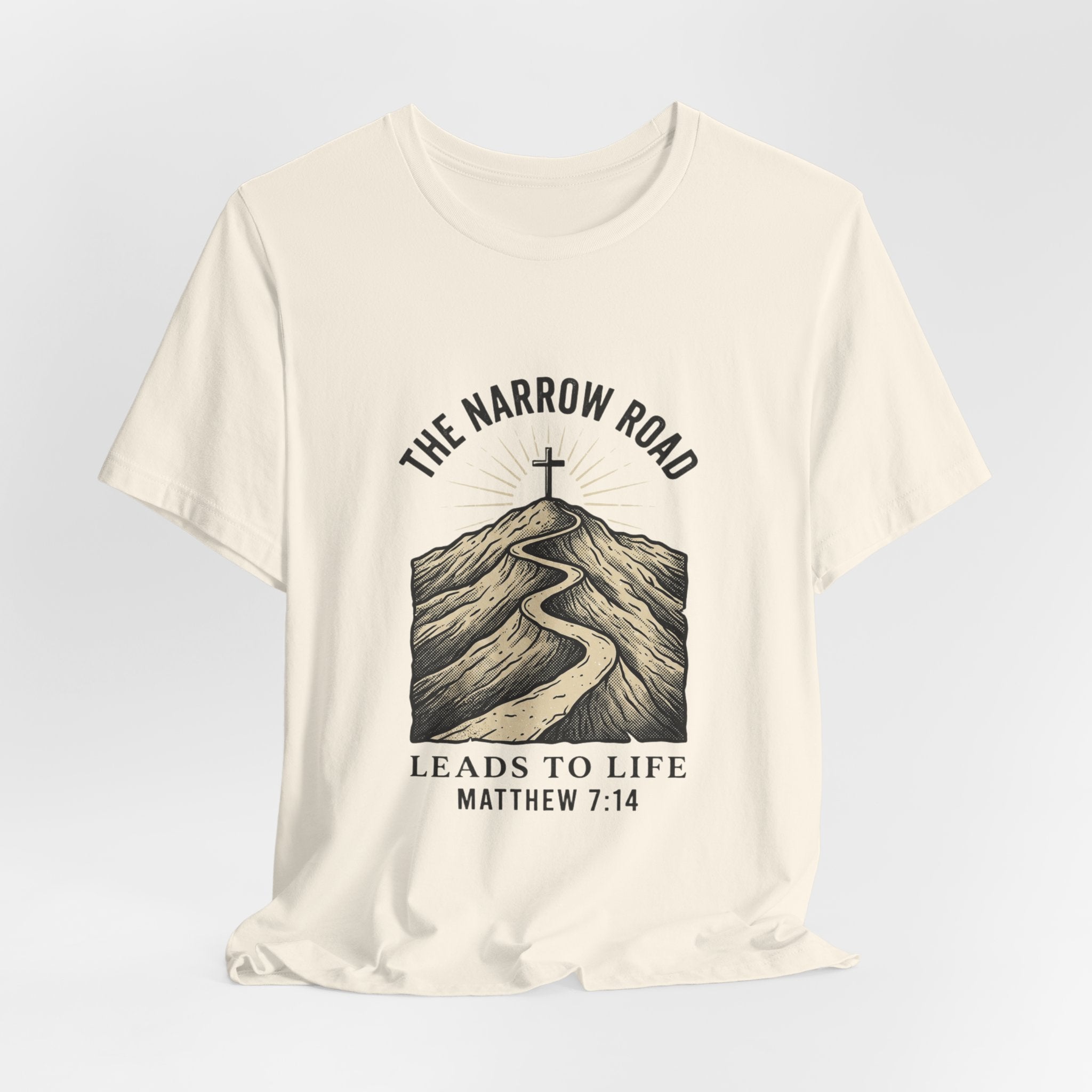 The Narrow Road Tee | Christian Streetwear, Matthew 7:14 Scripture Graphic