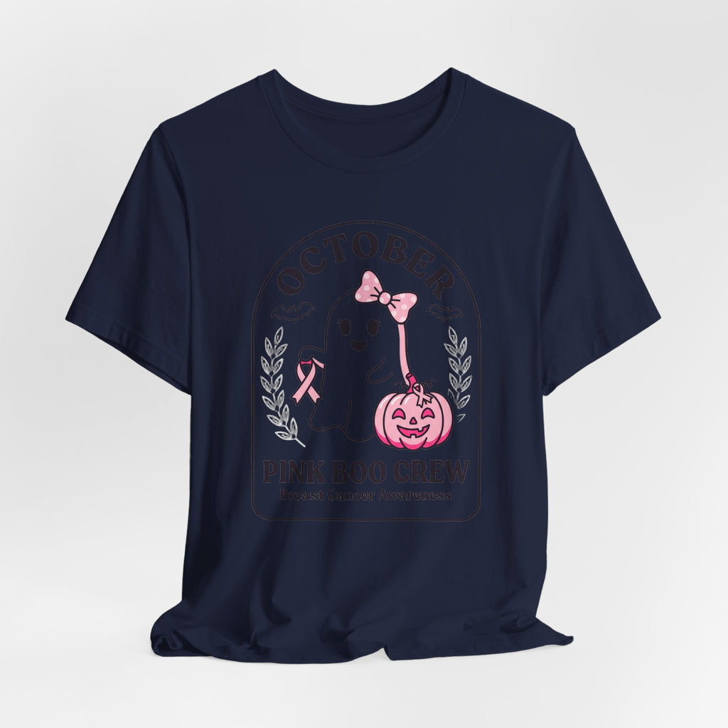 Pink Boo Crew Tee | Breast Cancer Awareness Ribbon, October Halloween Support