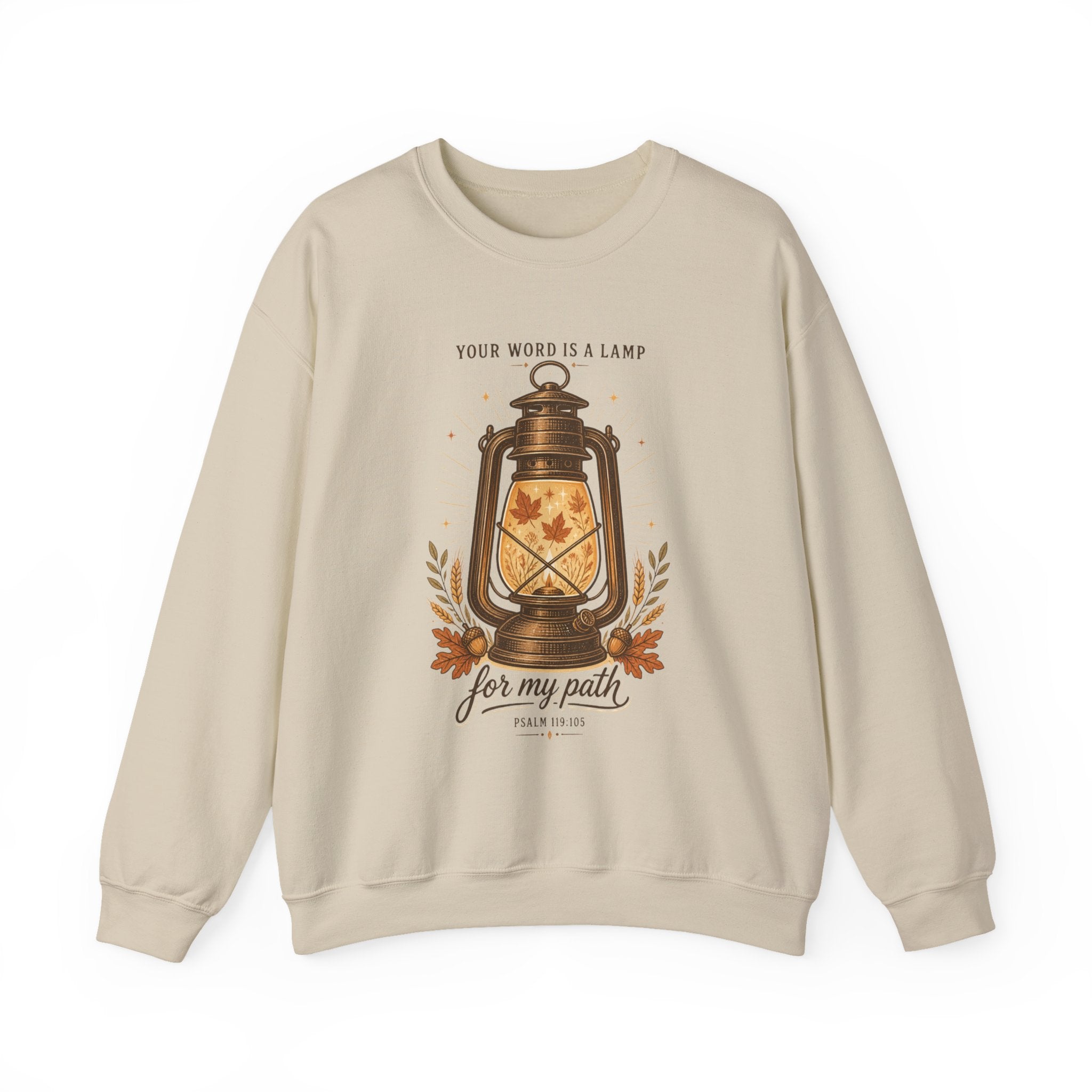 Your Word Is a Lamp Crewneck Sweatshirt | Christian Autumn, Fall Leaves