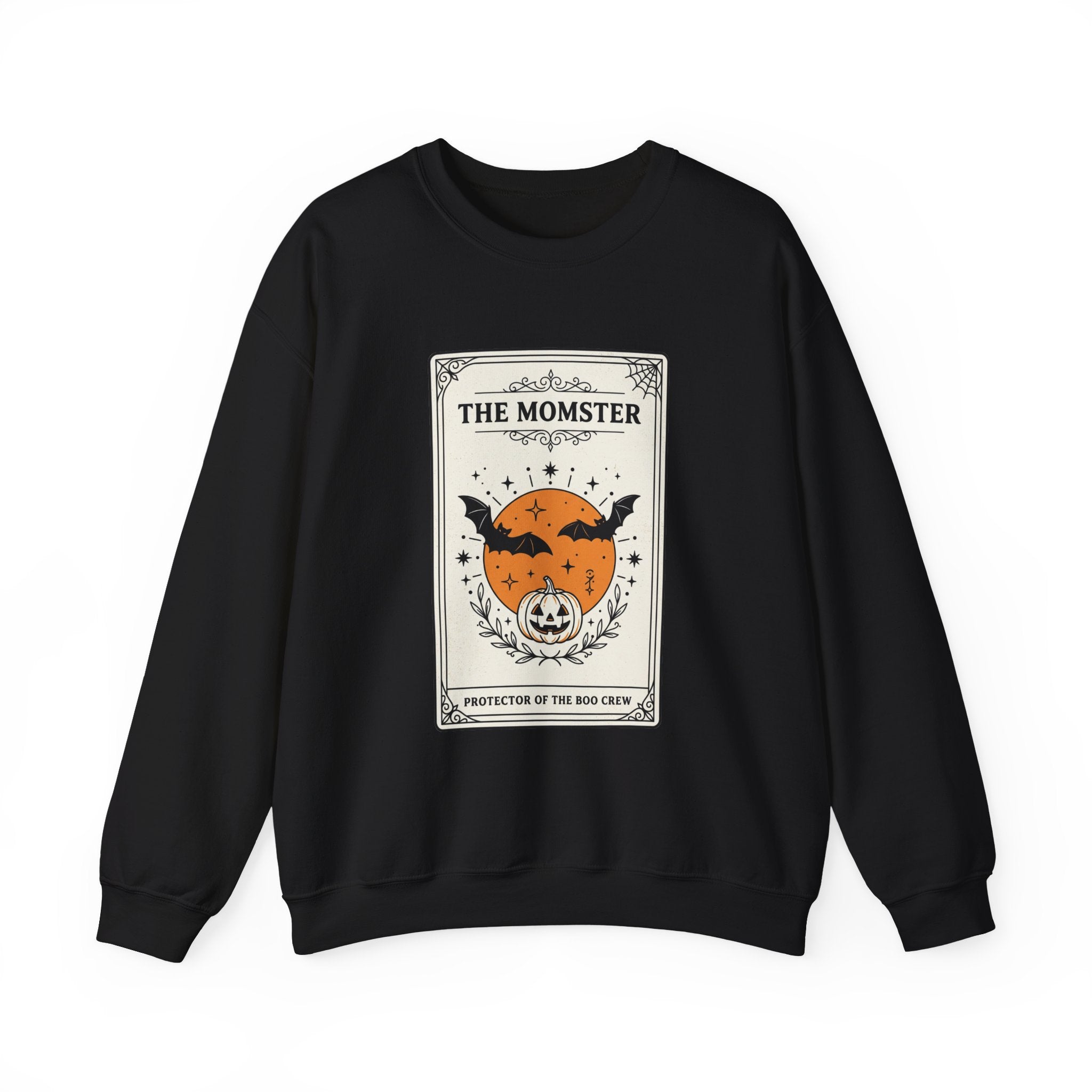 Momster Halloween Crewneck Sweatshirt | Bat Pumpkin Retro Spooky Graphic
