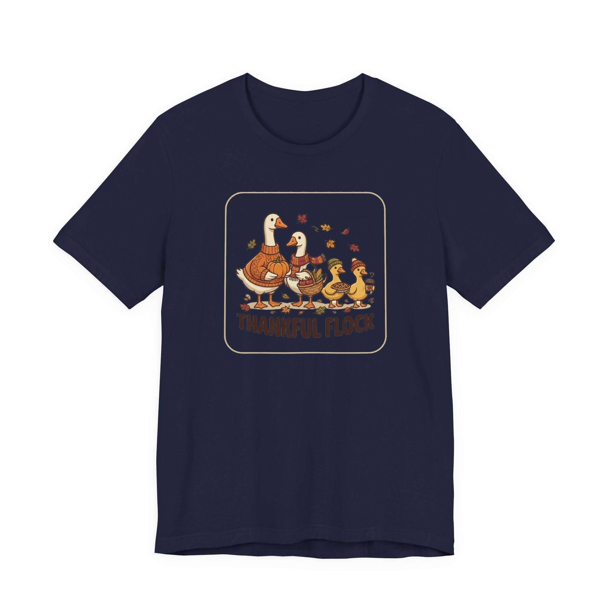 Thankful Flock Tee | Thanksgiving Harvest, Cute Turkey Family, Fall Leaves