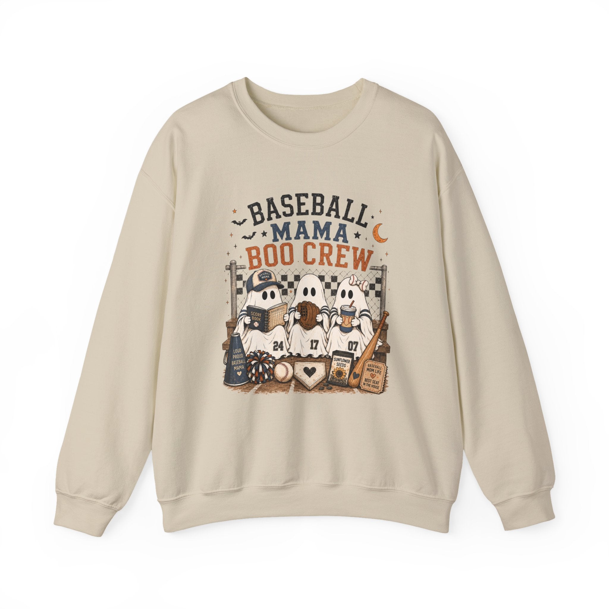Baseball Mama Boo Crew Sweatshirt — Halloween Baseball Mom Pullover