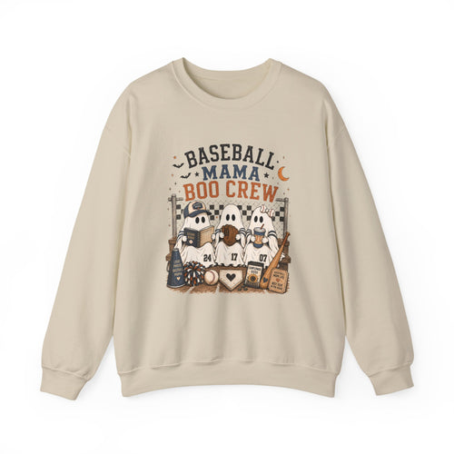 Baseball Mama Boo Crew Sweatshirt — Halloween Baseball Mom Pullover