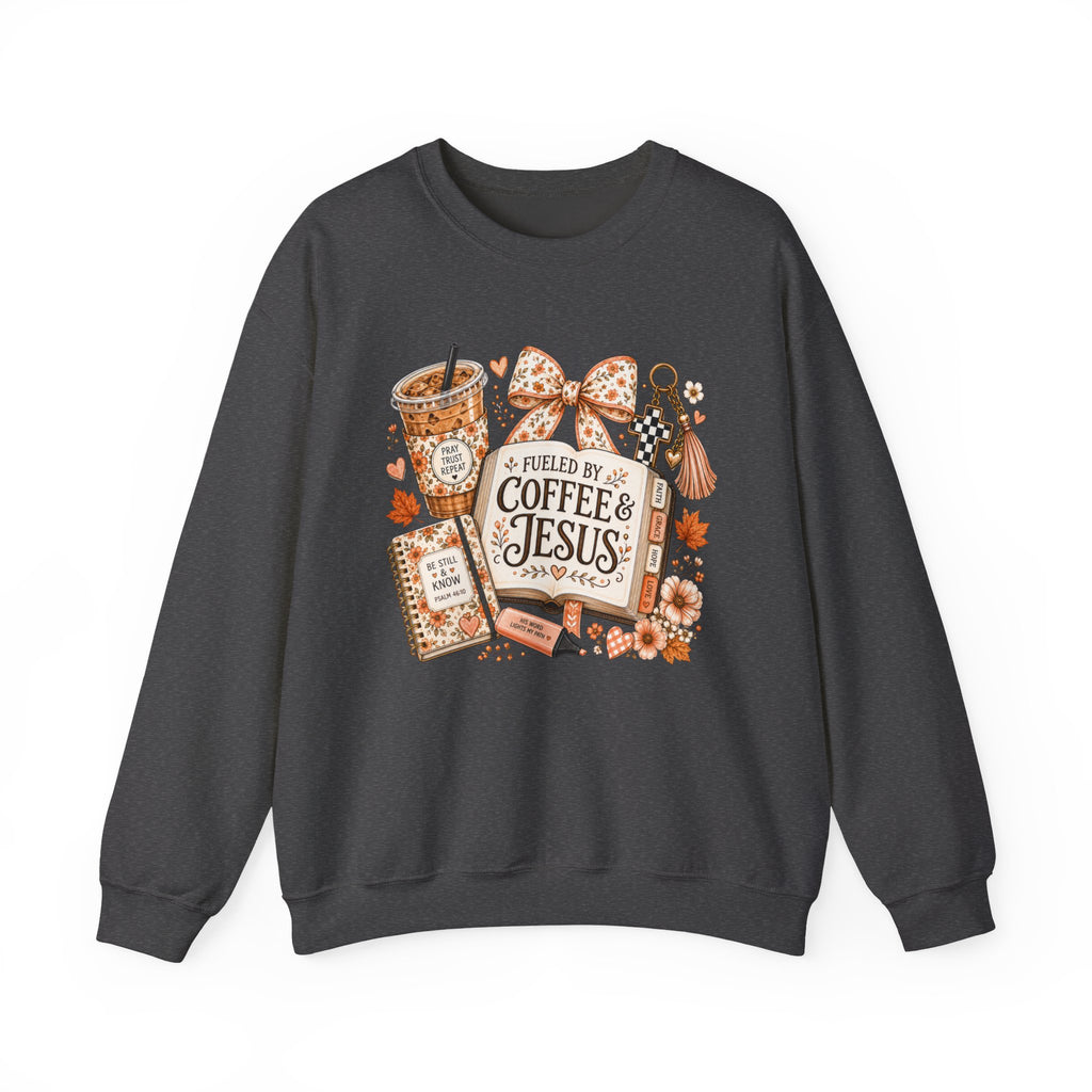 Christian Coffee Sweatshirt — "Fueled by Coffee & Jesus" Crewneck