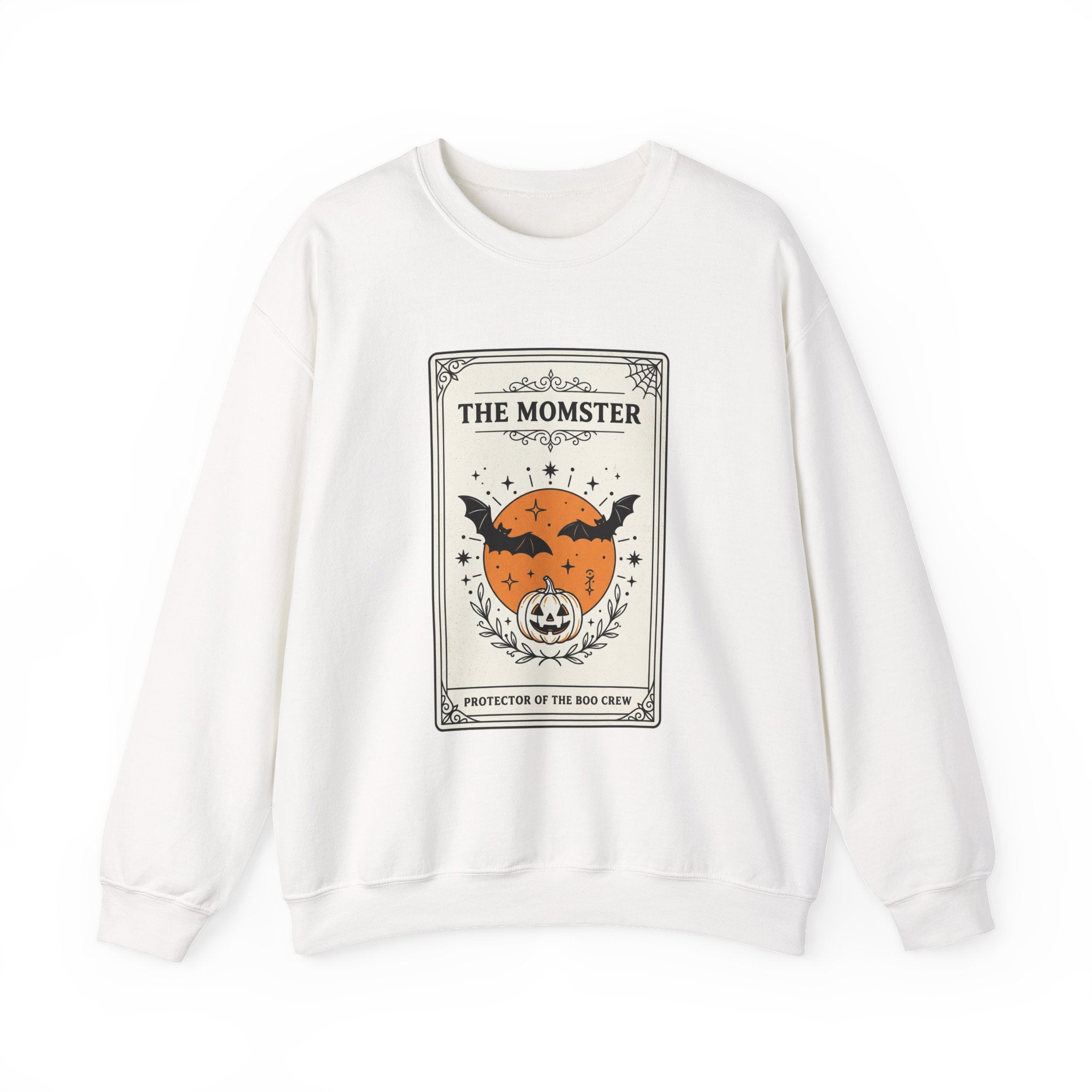 Momster Halloween Crewneck Sweatshirt | Bat Pumpkin Retro Spooky Graphic