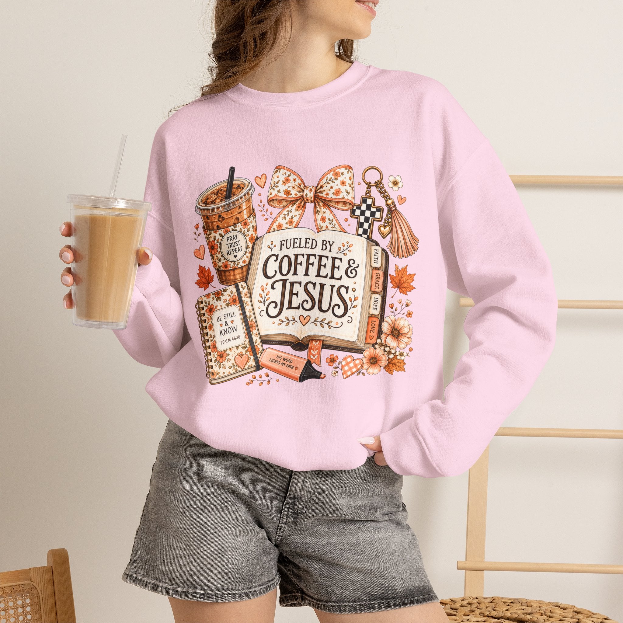 Christian Coffee Sweatshirt — "Fueled by Coffee & Jesus" Crewneck
