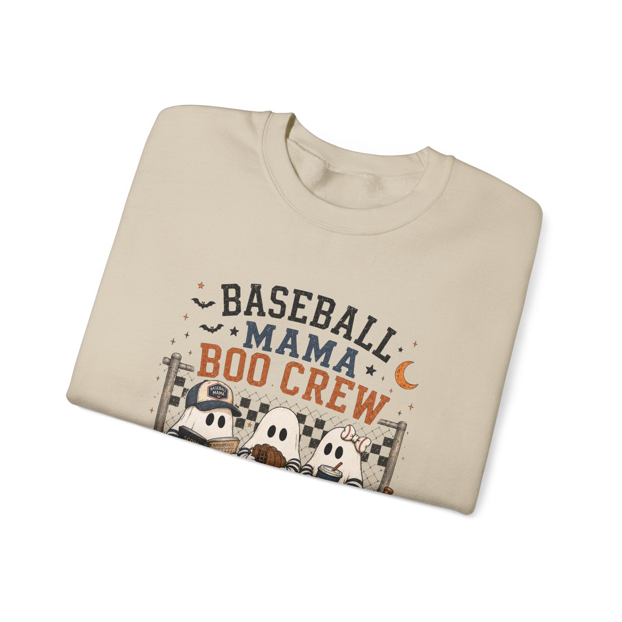 Baseball Mama Boo Crew Sweatshirt — Halloween Baseball Mom Pullover