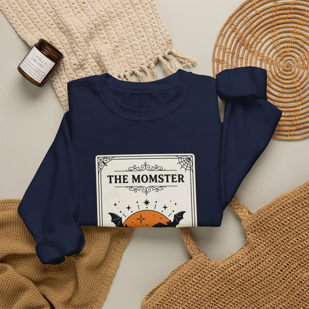Momster Halloween Crewneck Sweatshirt | Bat Pumpkin Retro Spooky Graphic
