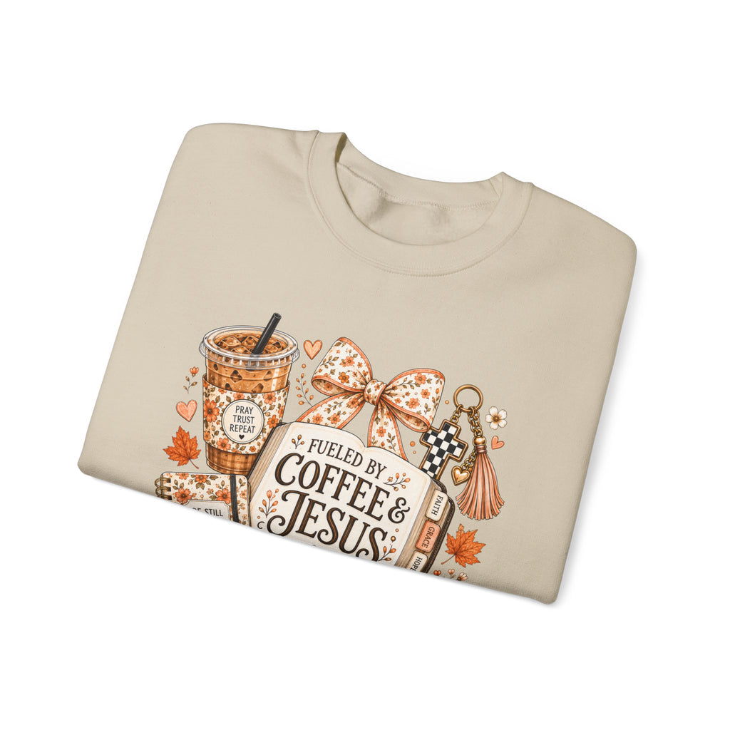 Christian Coffee Sweatshirt — "Fueled by Coffee & Jesus" Crewneck