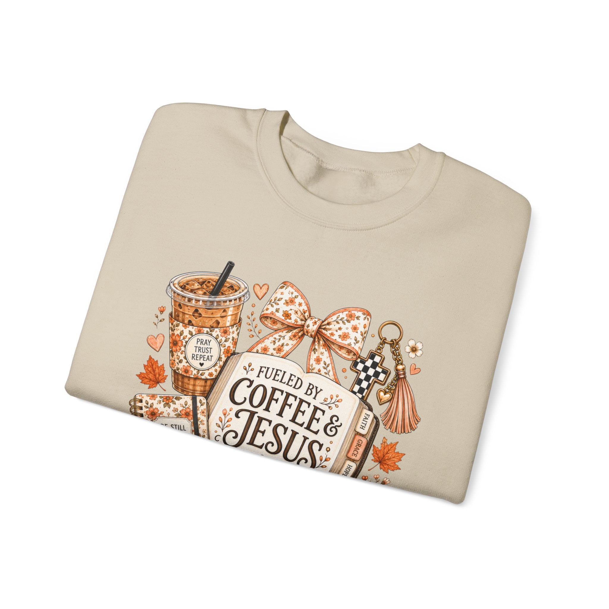Christian Coffee Sweatshirt — "Fueled by Coffee & Jesus" Crewneck