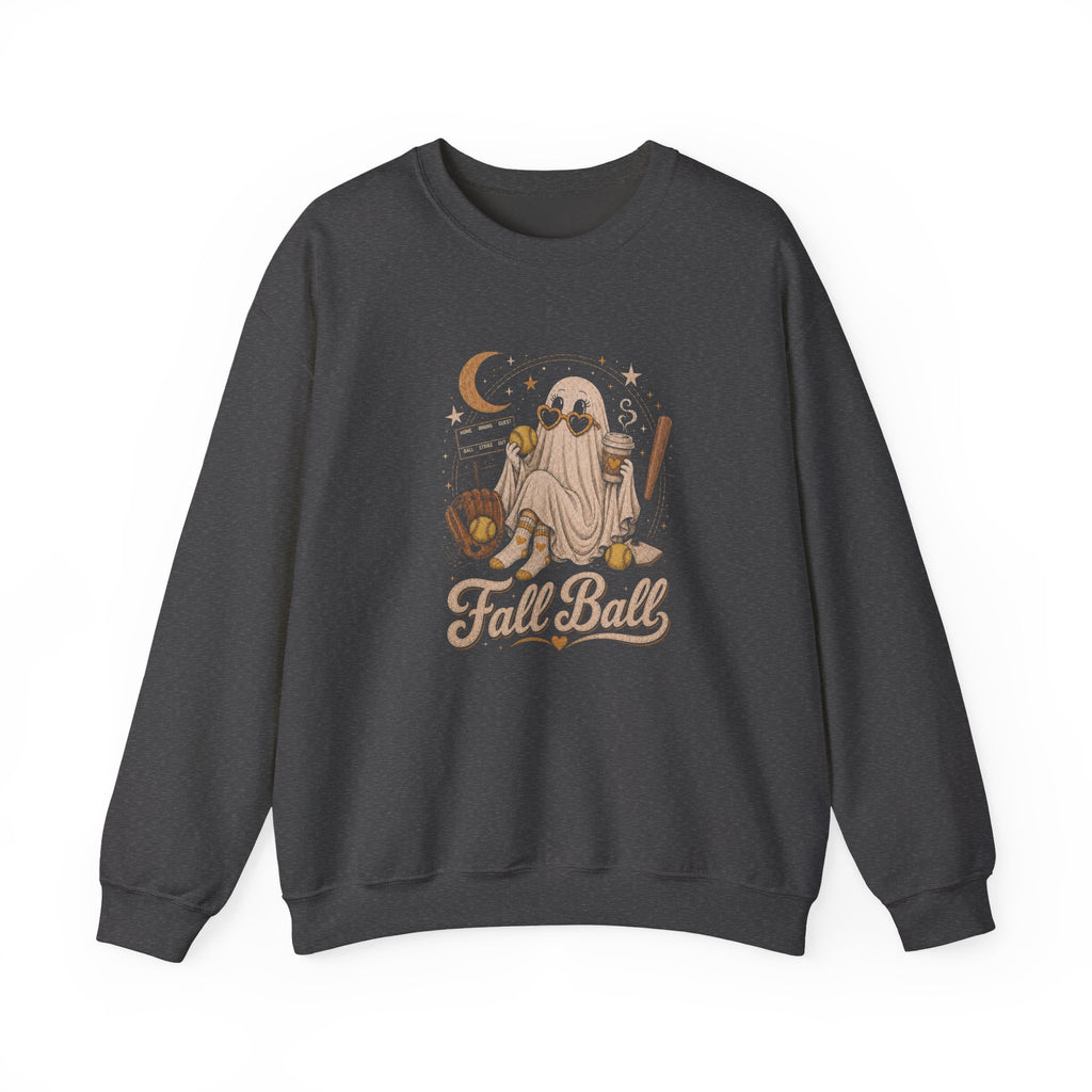 Fall Ball Ghost Sweatshirt — Cute Halloween Baseball Crewneck