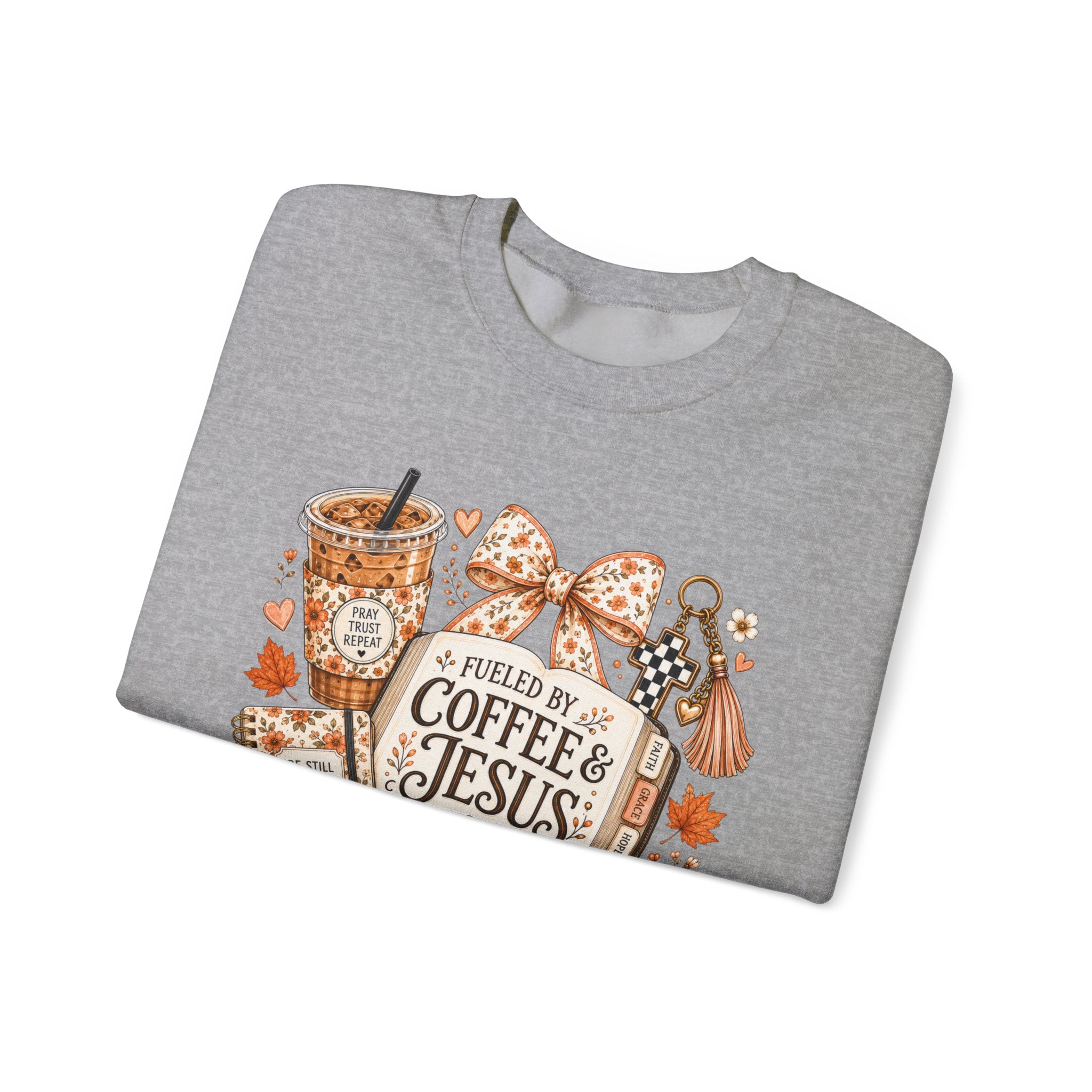 Christian Coffee Sweatshirt — "Fueled by Coffee & Jesus" Crewneck